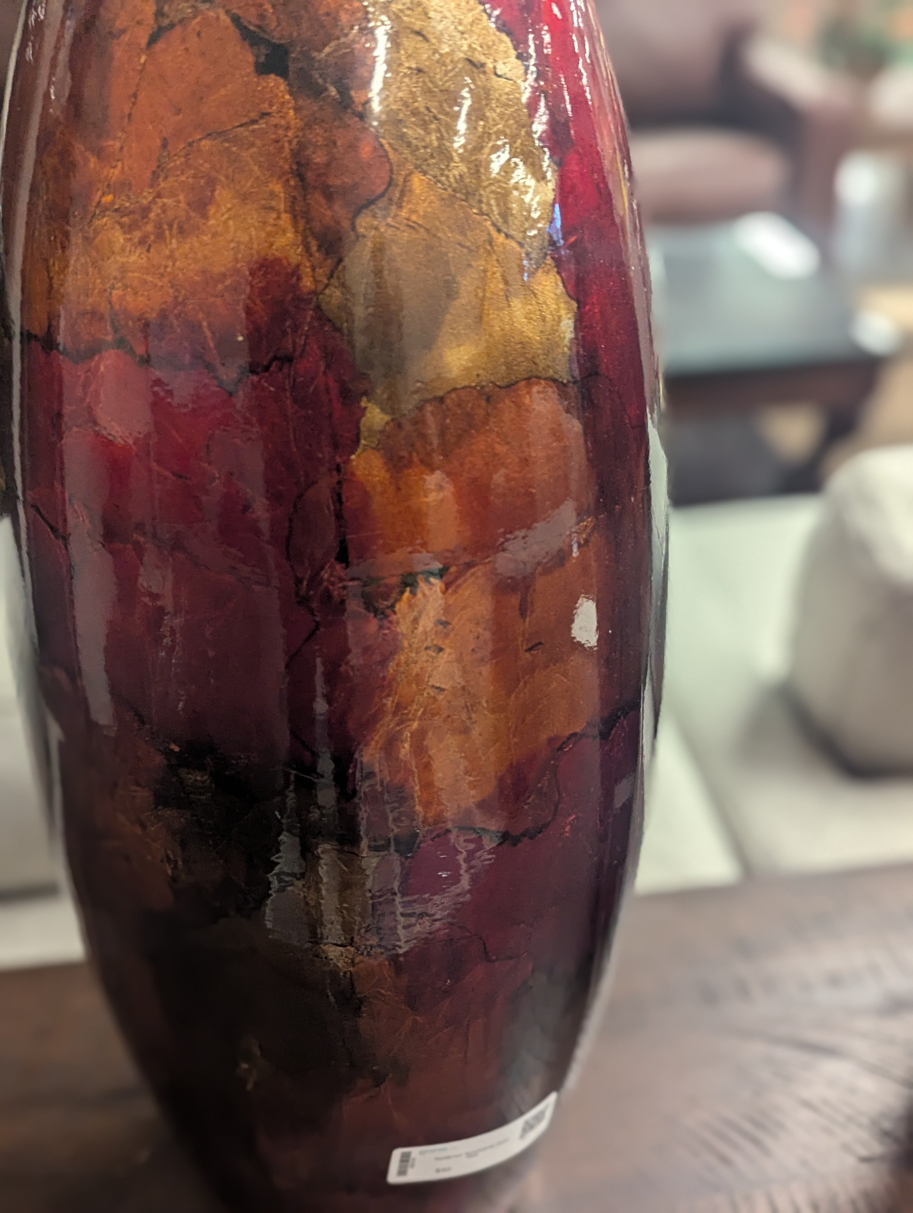 Red/Brown Tortoiseshell Glass Vase