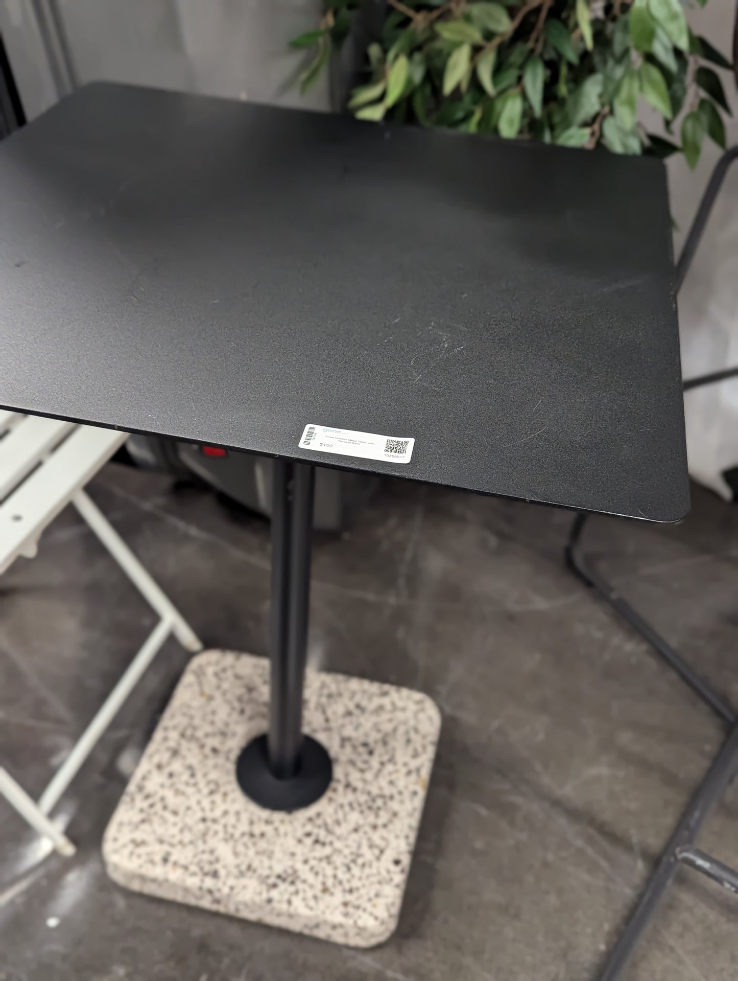 Small Outdoor Metal Table, with Terrazzo Base