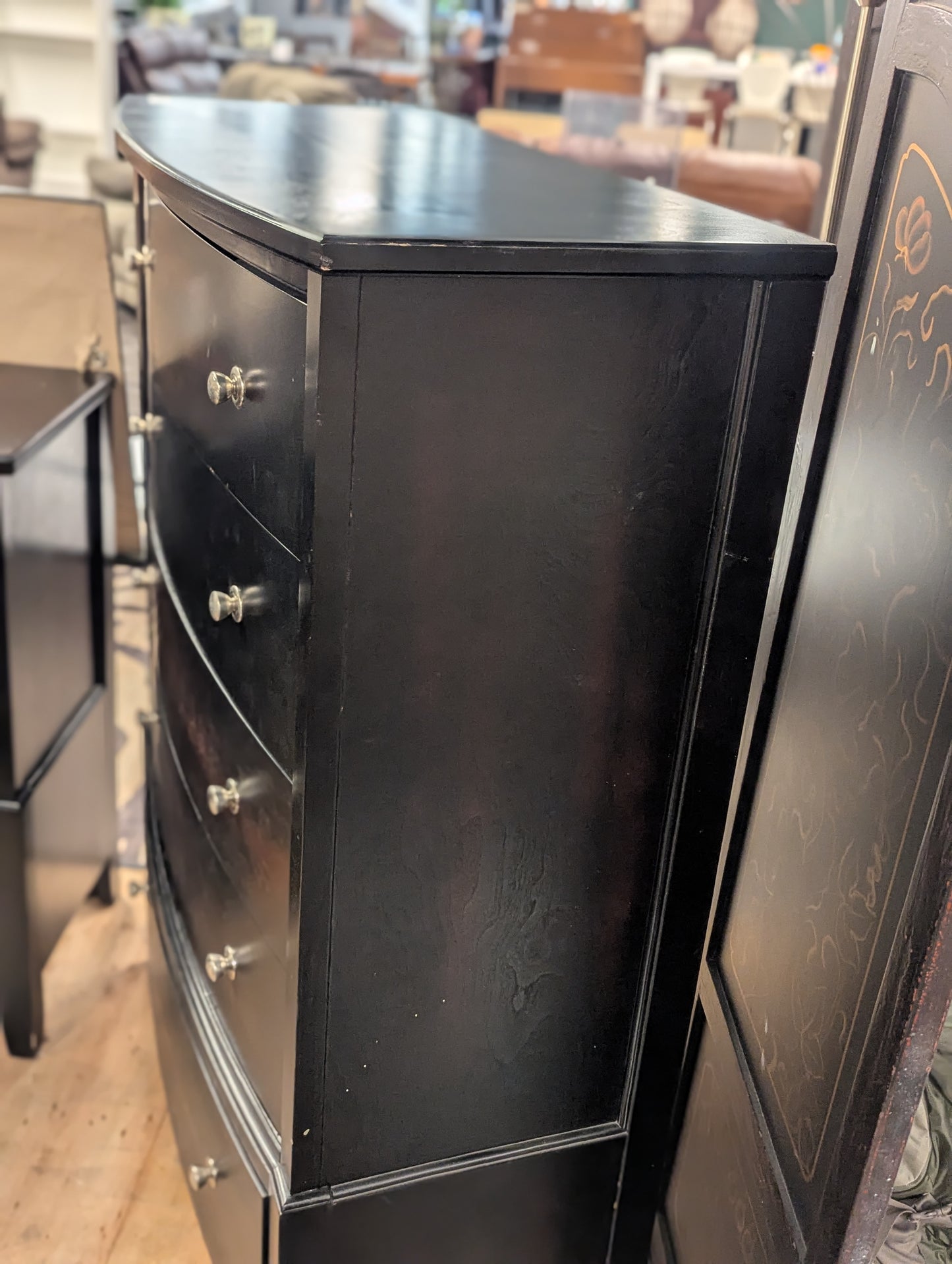 Curved highboy dresser