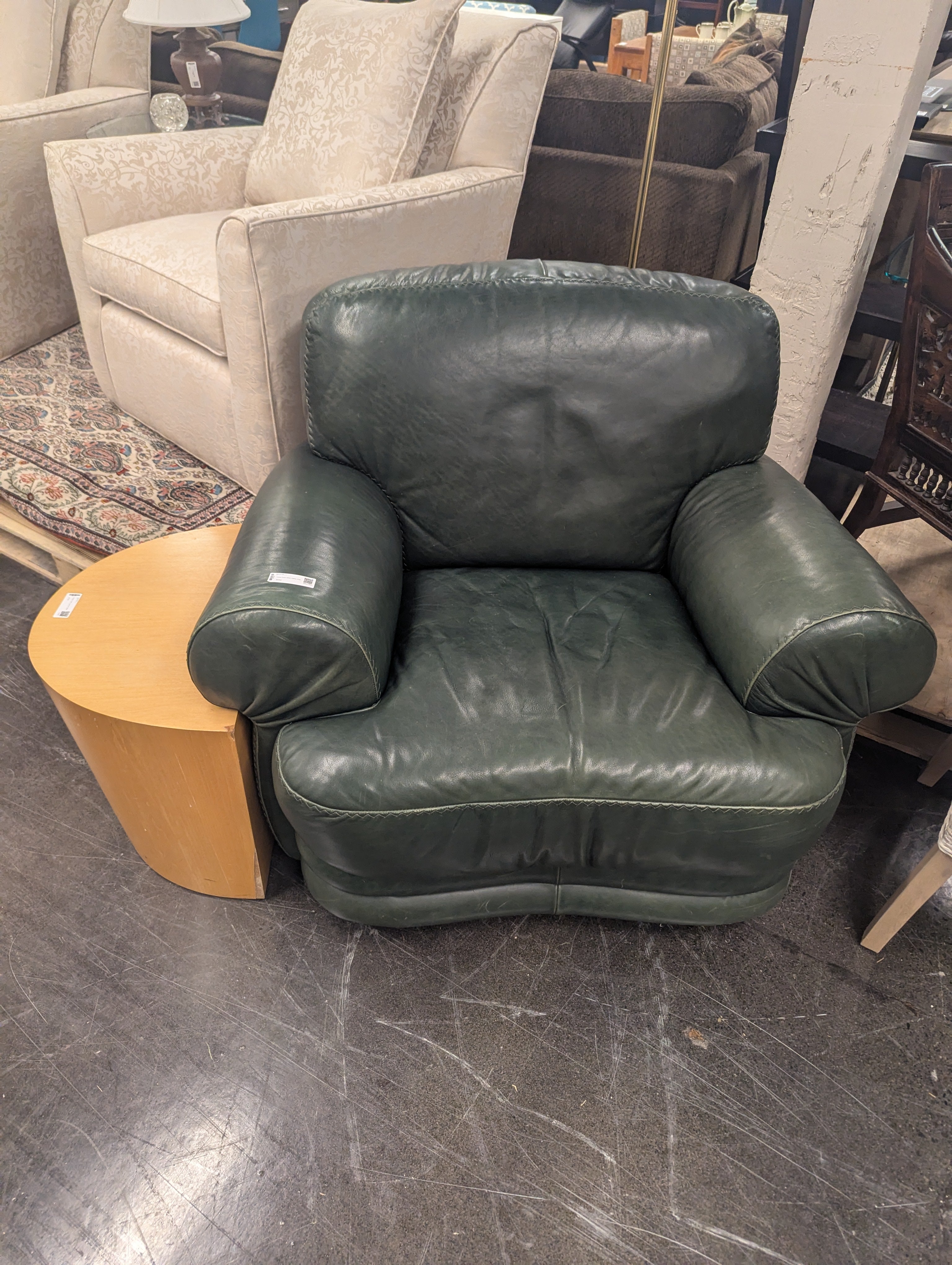 Forest Green Italian Leather Chair