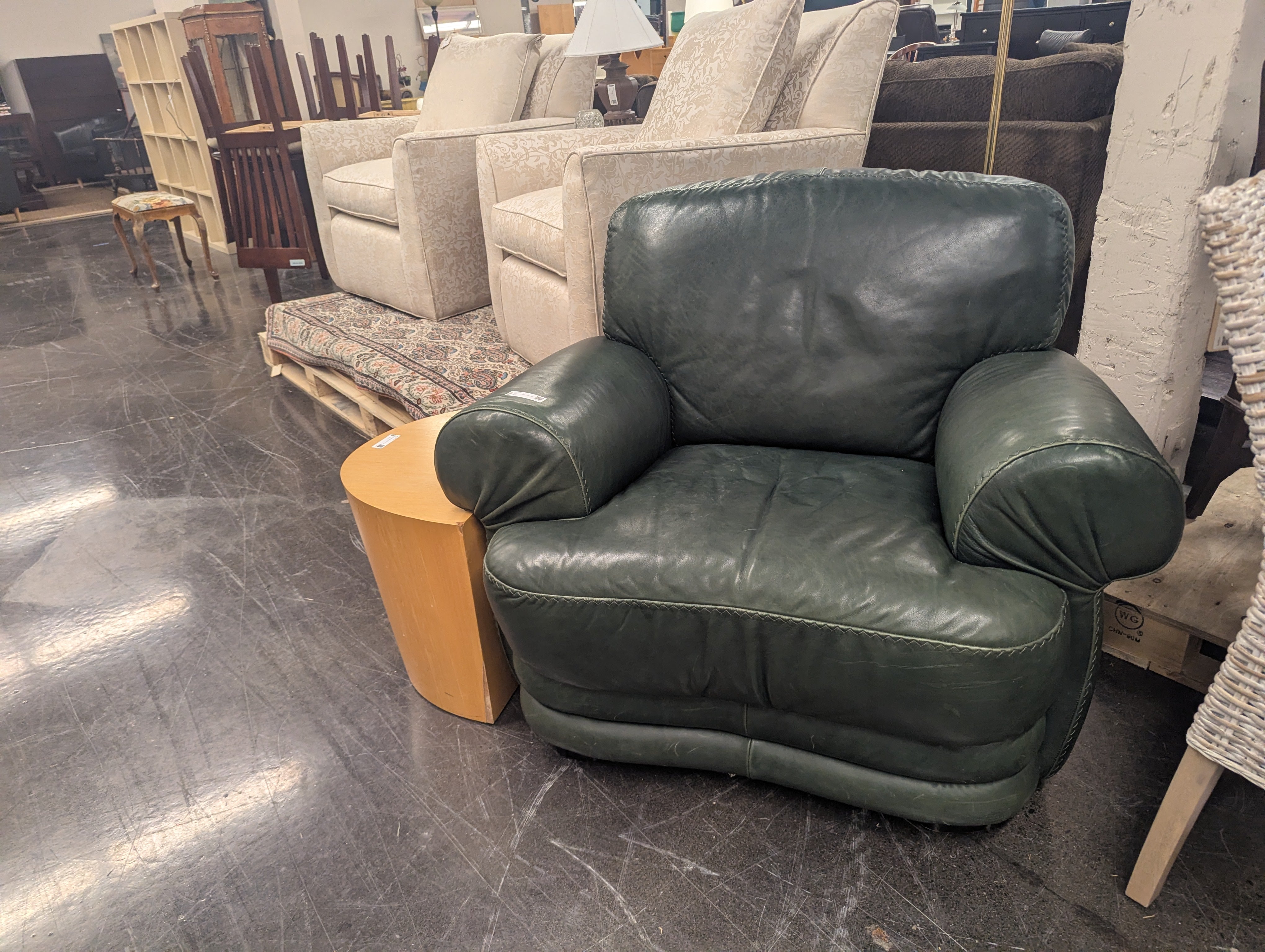 Forest Green Italian Leather Chair
