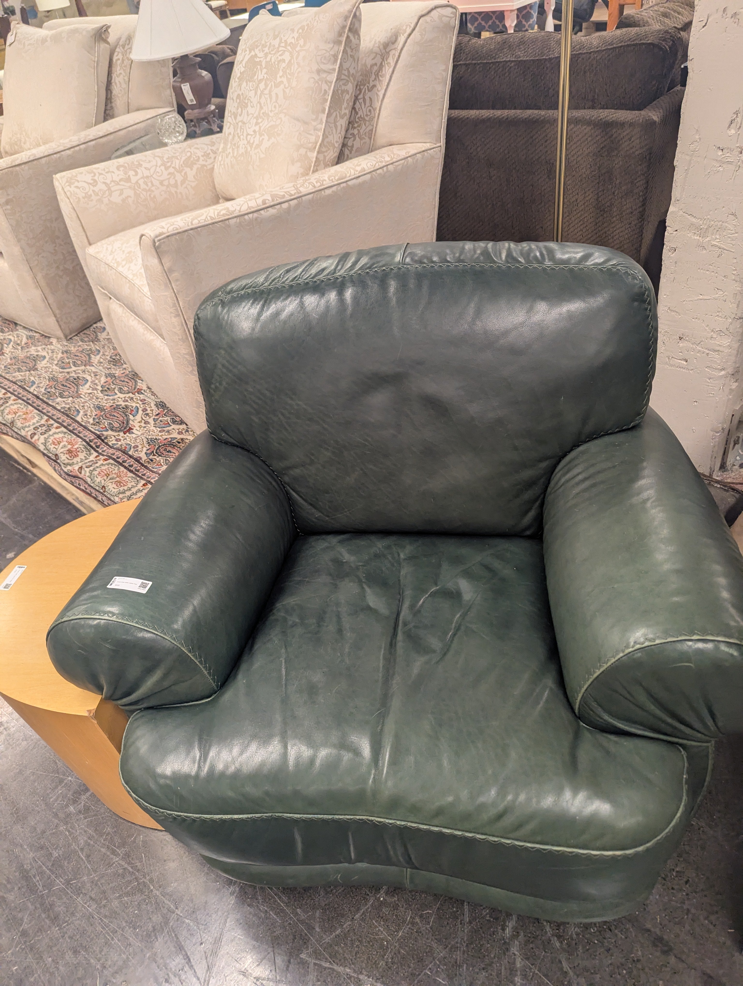 Forest Green Italian Leather Chair