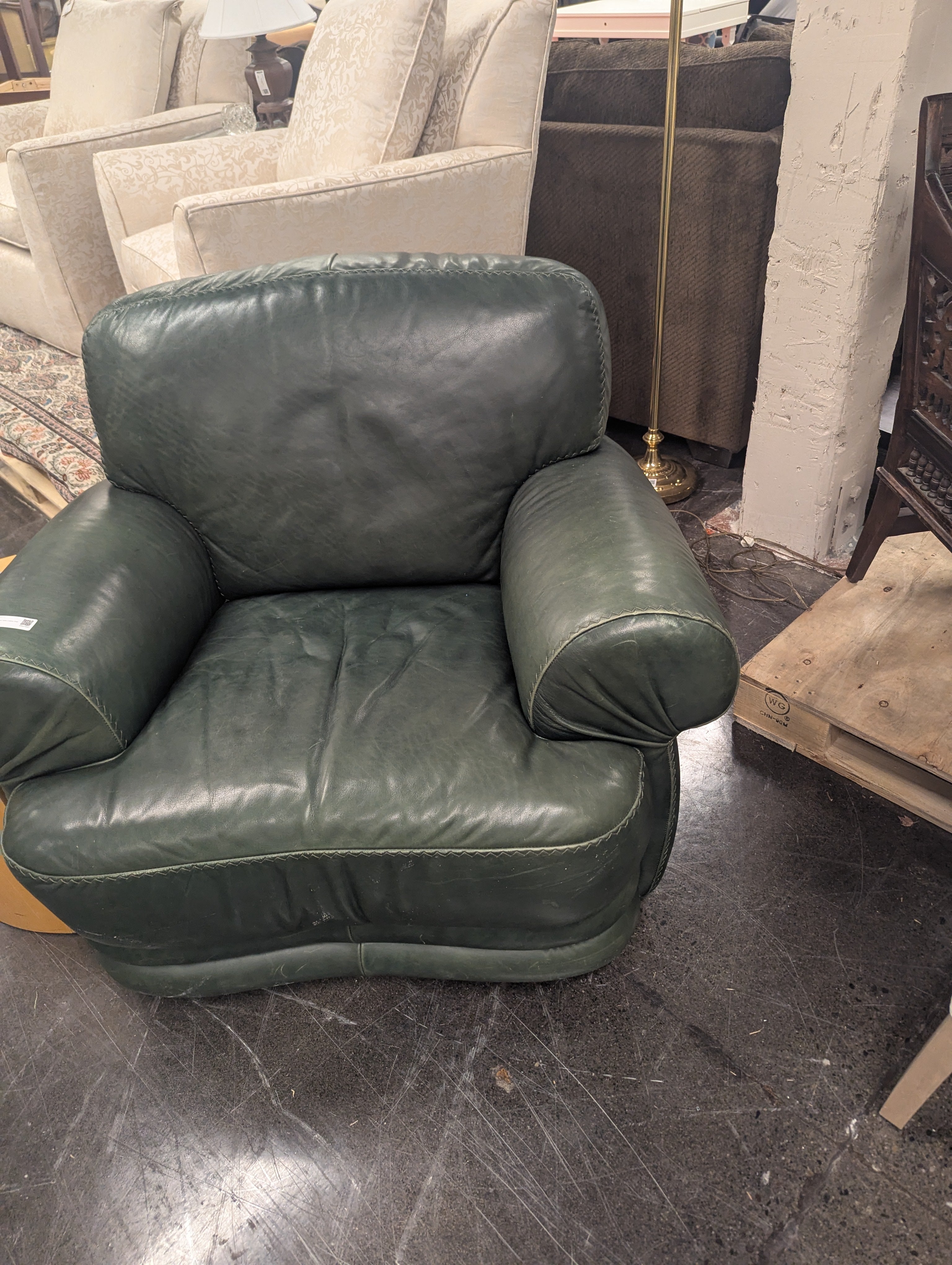 Forest Green Italian Leather Chair