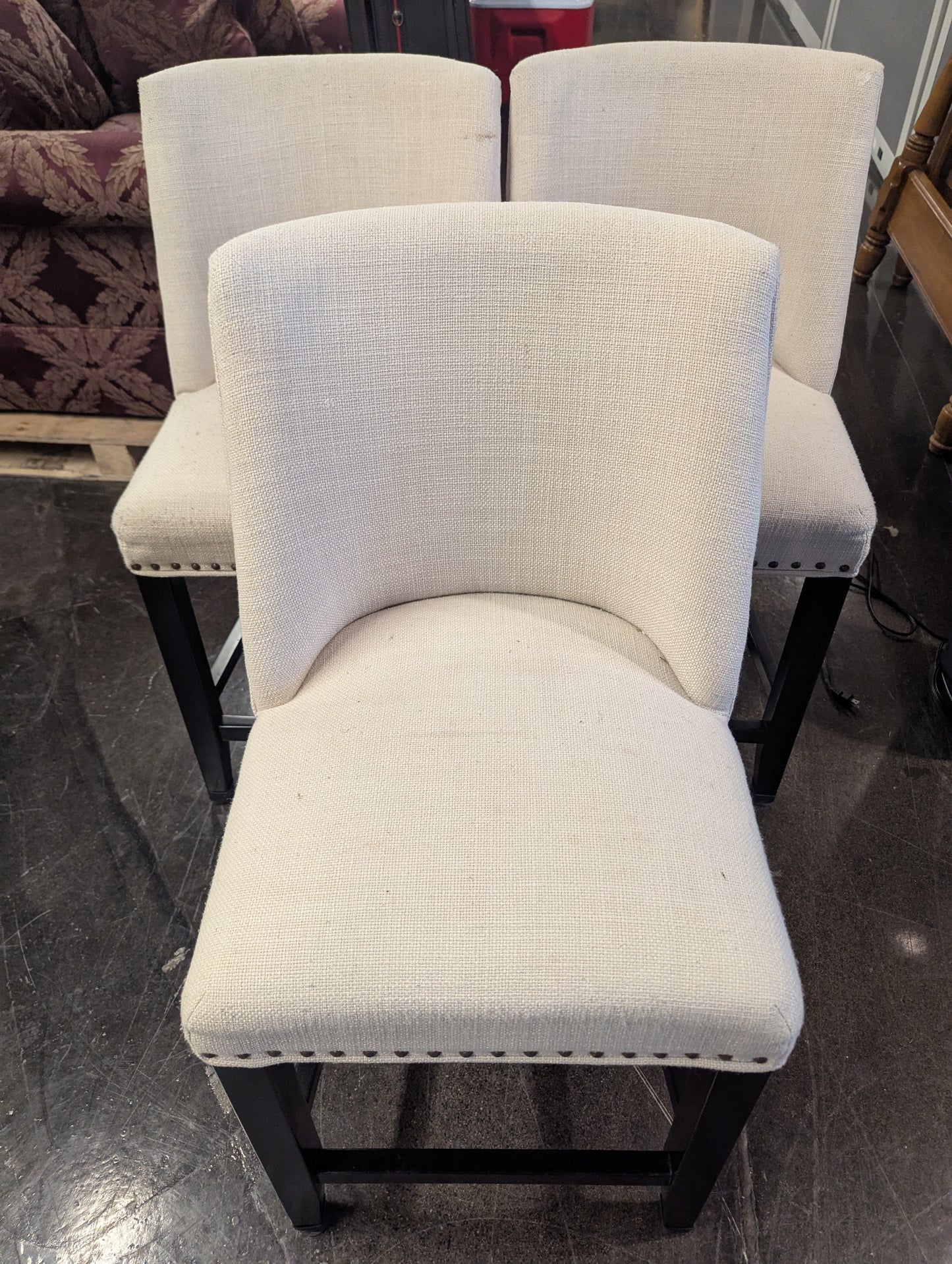 White Highback Barstools (SET OF THREE)