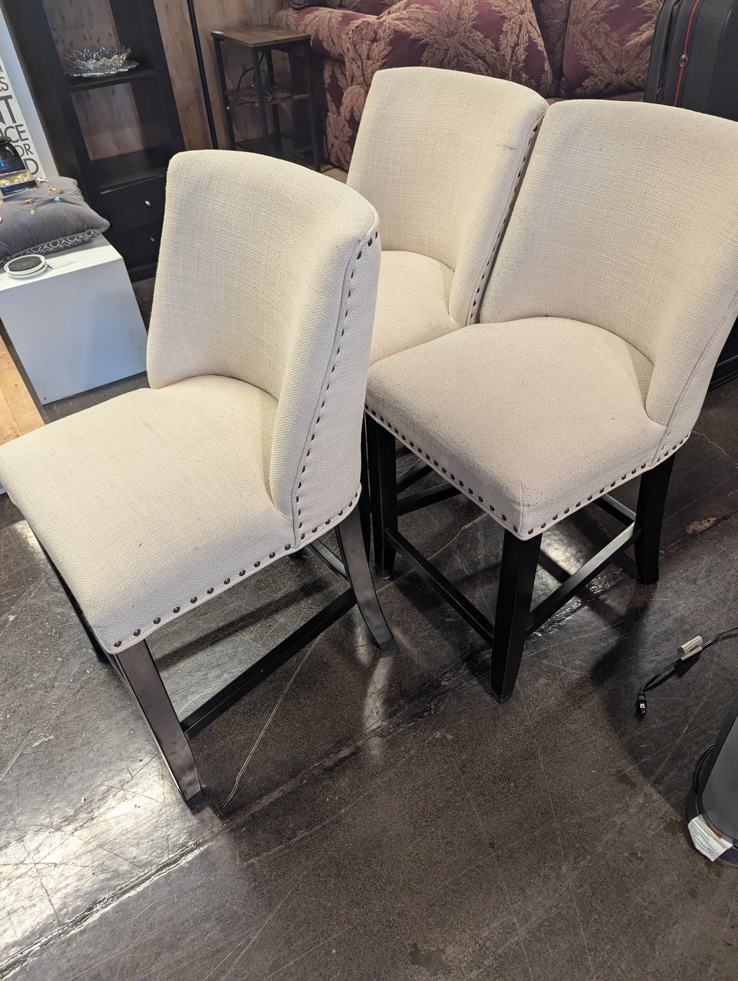 White Highback Barstools (SET OF THREE)