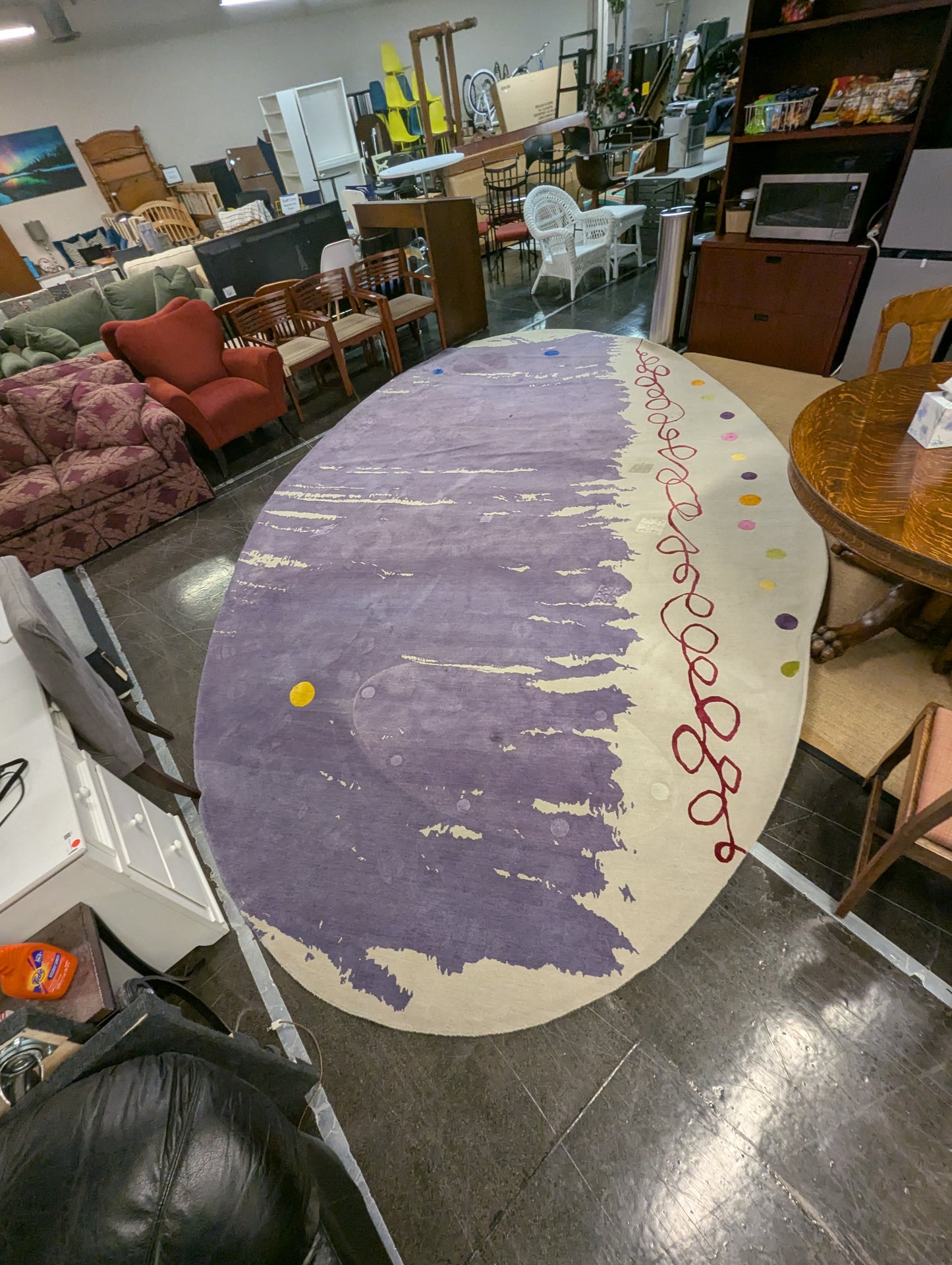 Abstract large lilac area rug