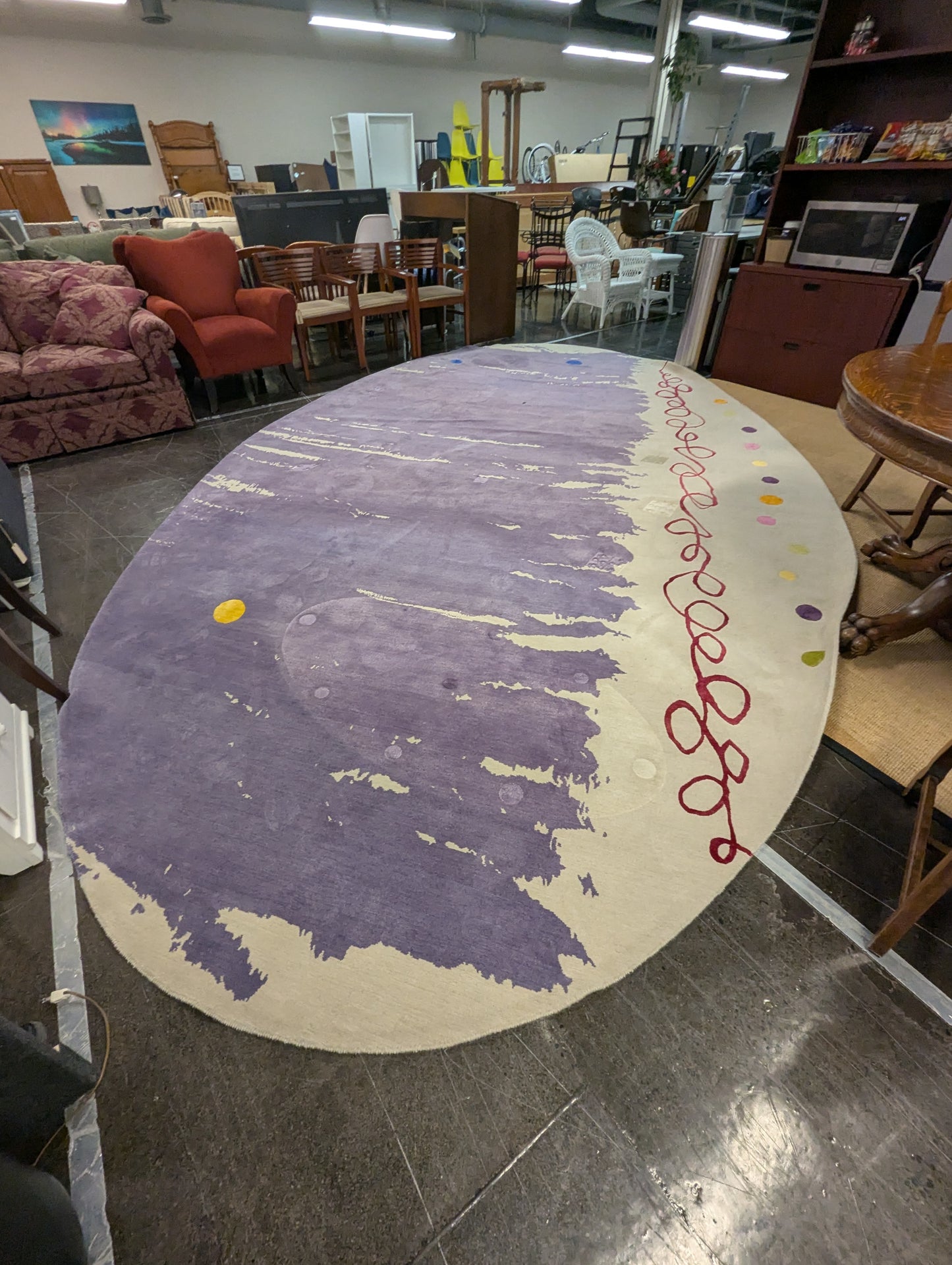 Abstract large lilac area rug