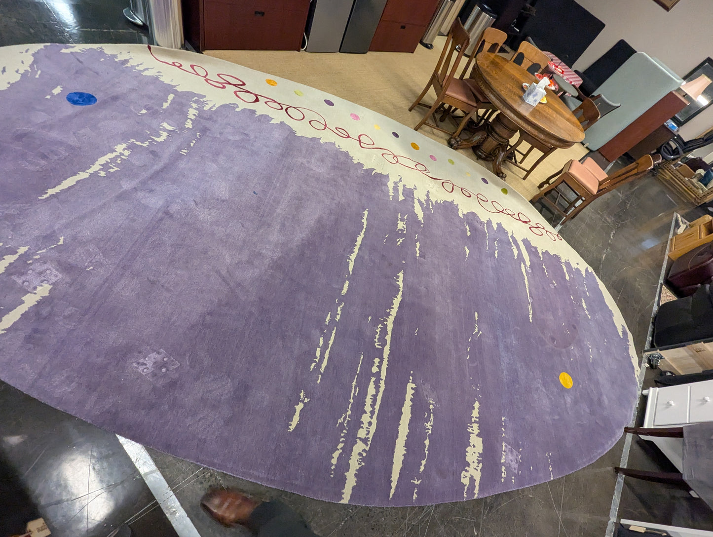 Abstract large lilac area rug
