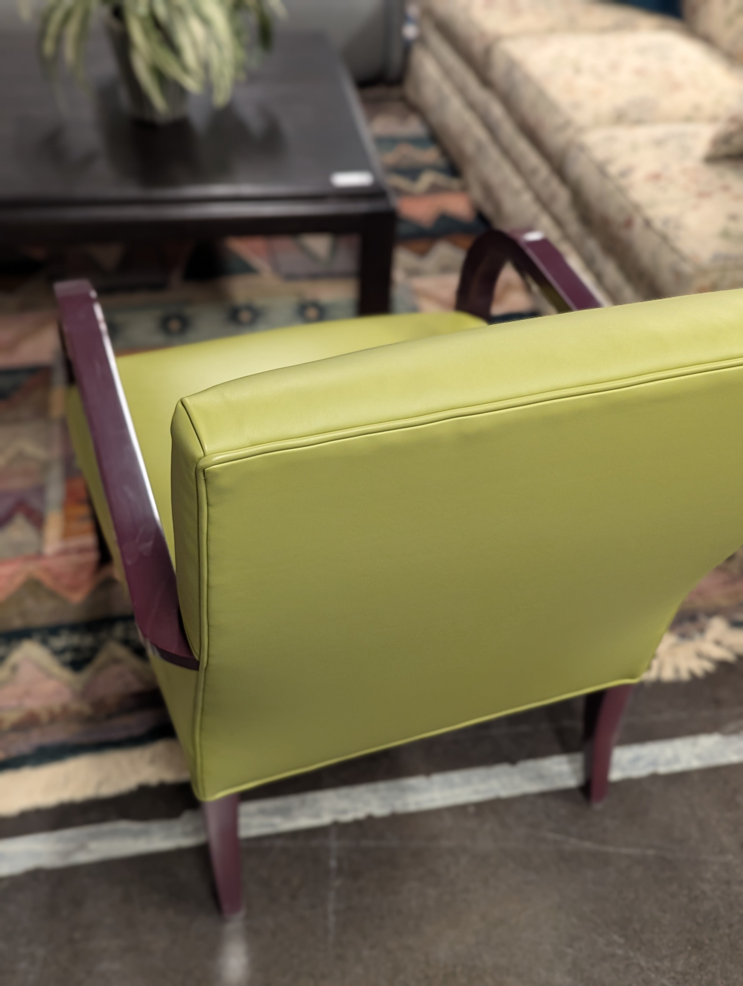 Swaim Green Leather Accent Chair