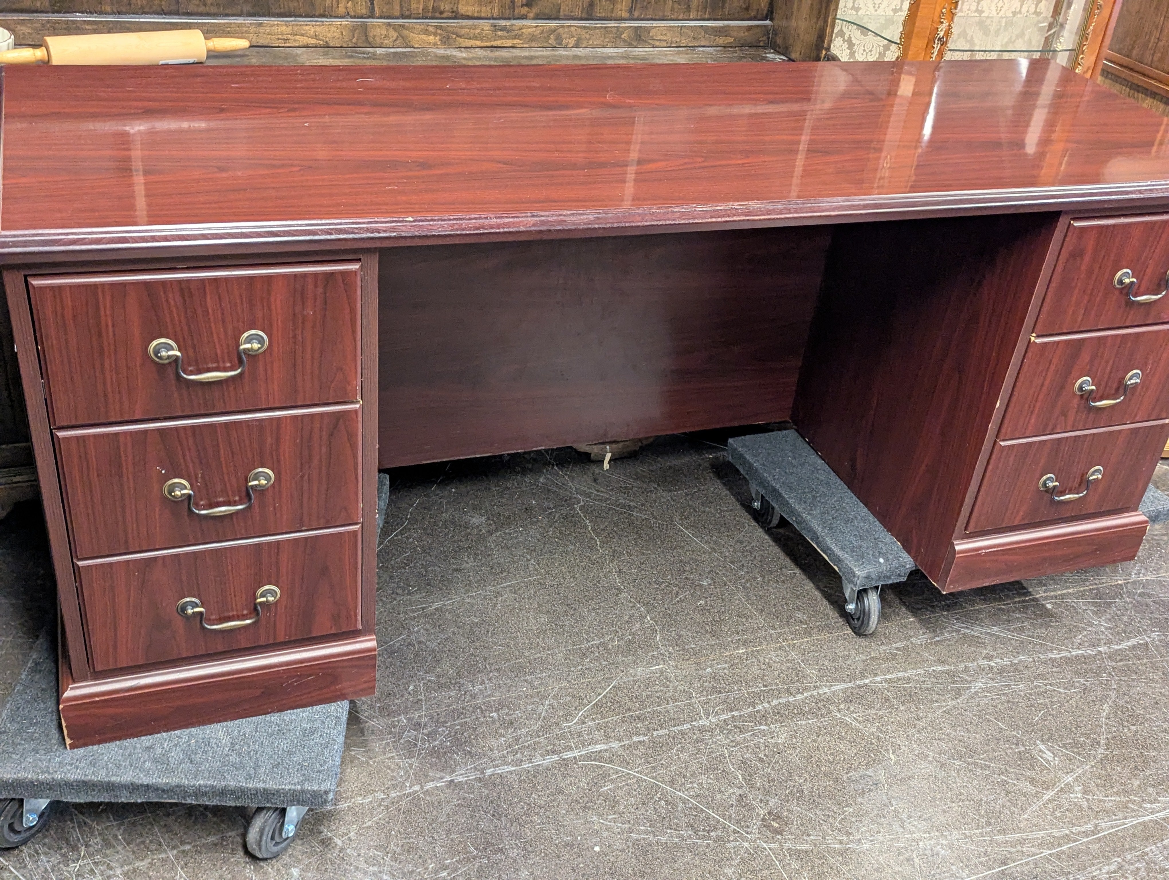 Cherrywood Hekman Desk With Brass Pulls