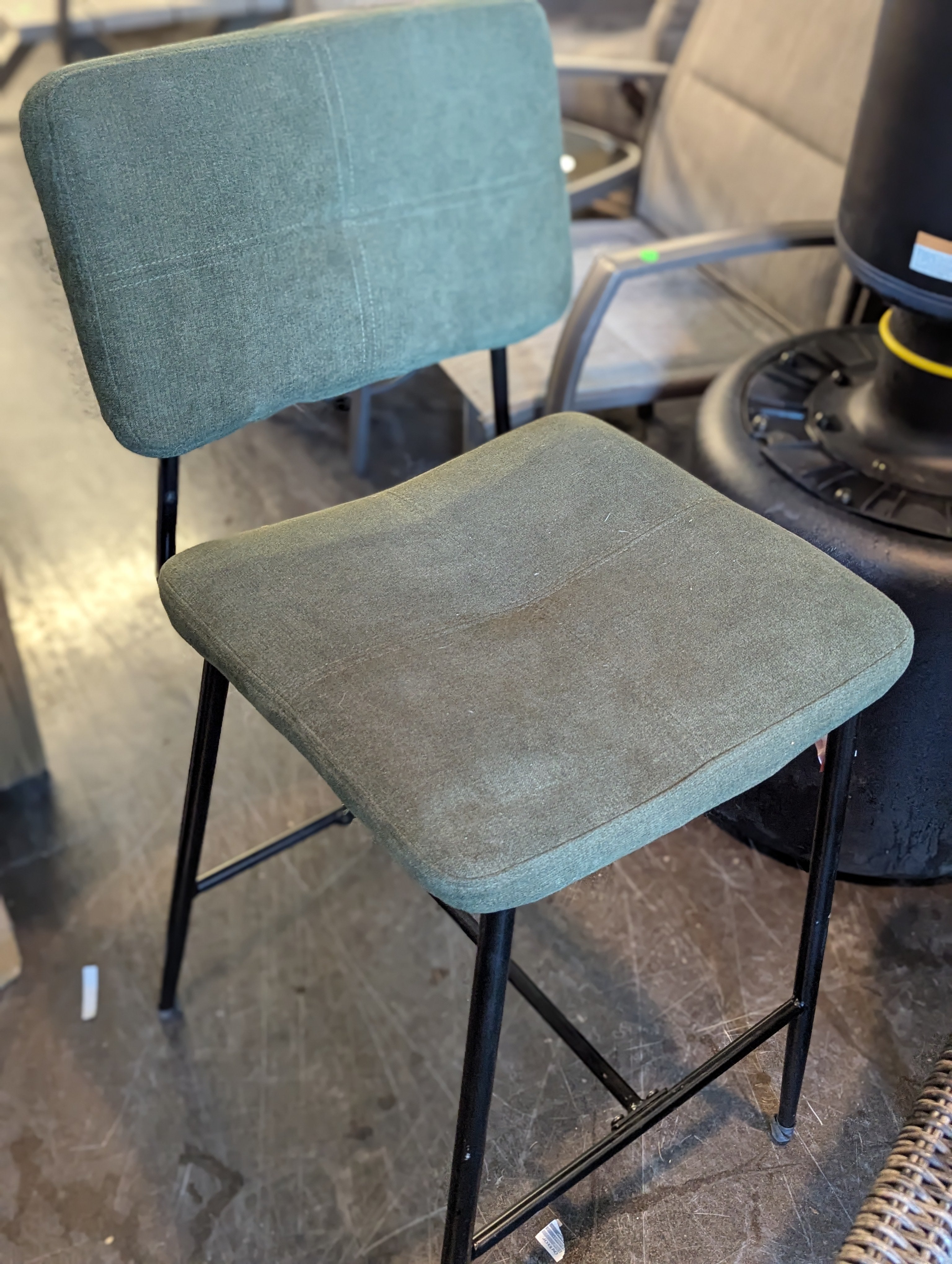 Green Linen and Metal Chair