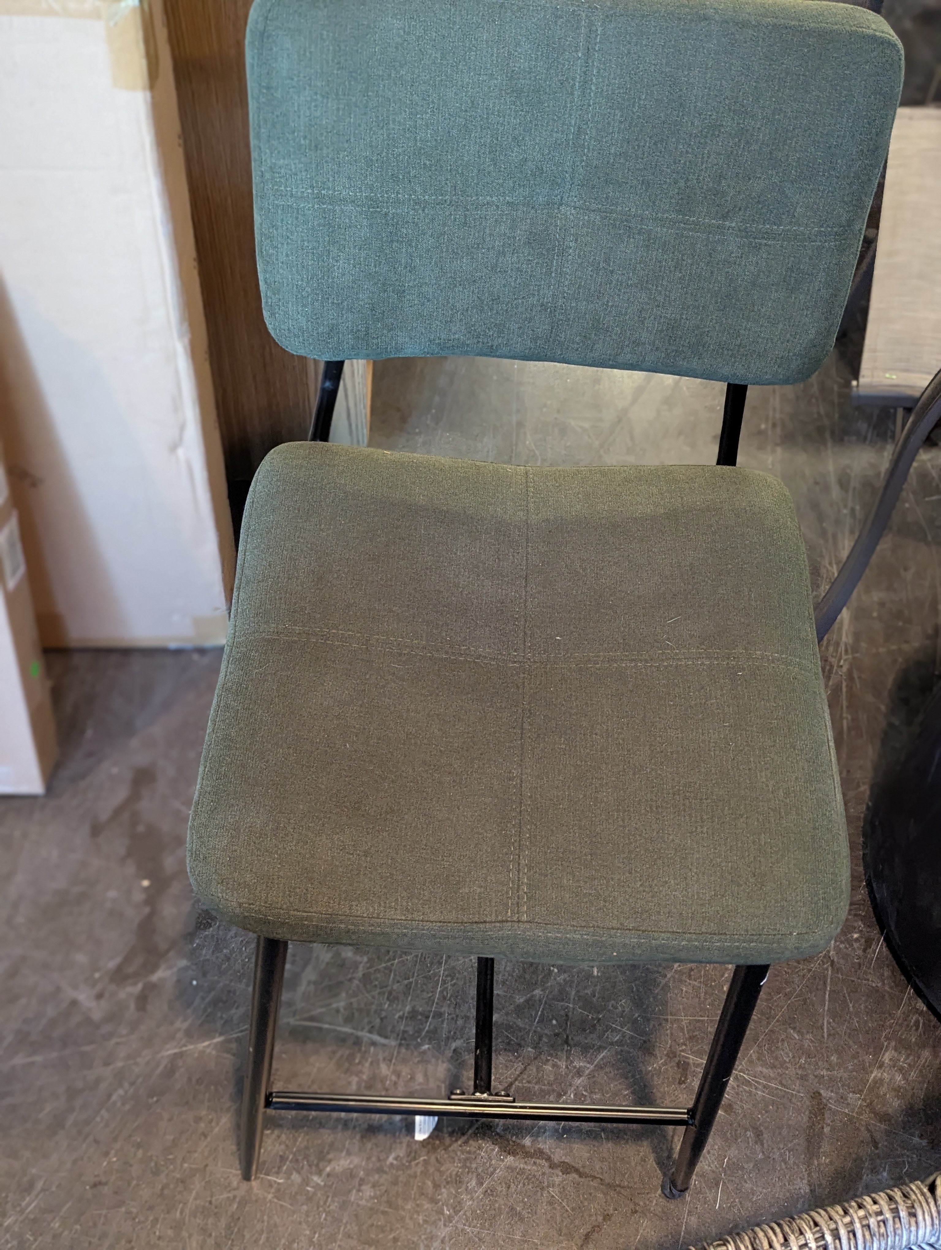 Green Linen and Metal Chair