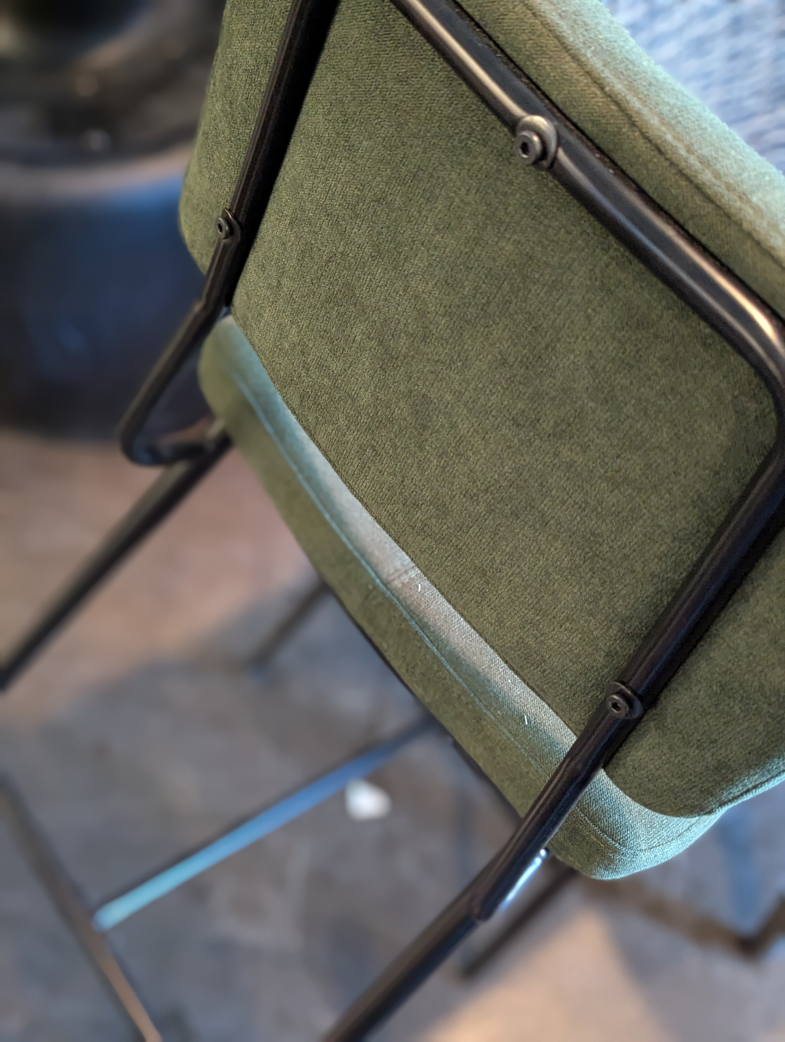 Green Linen and Metal Chair