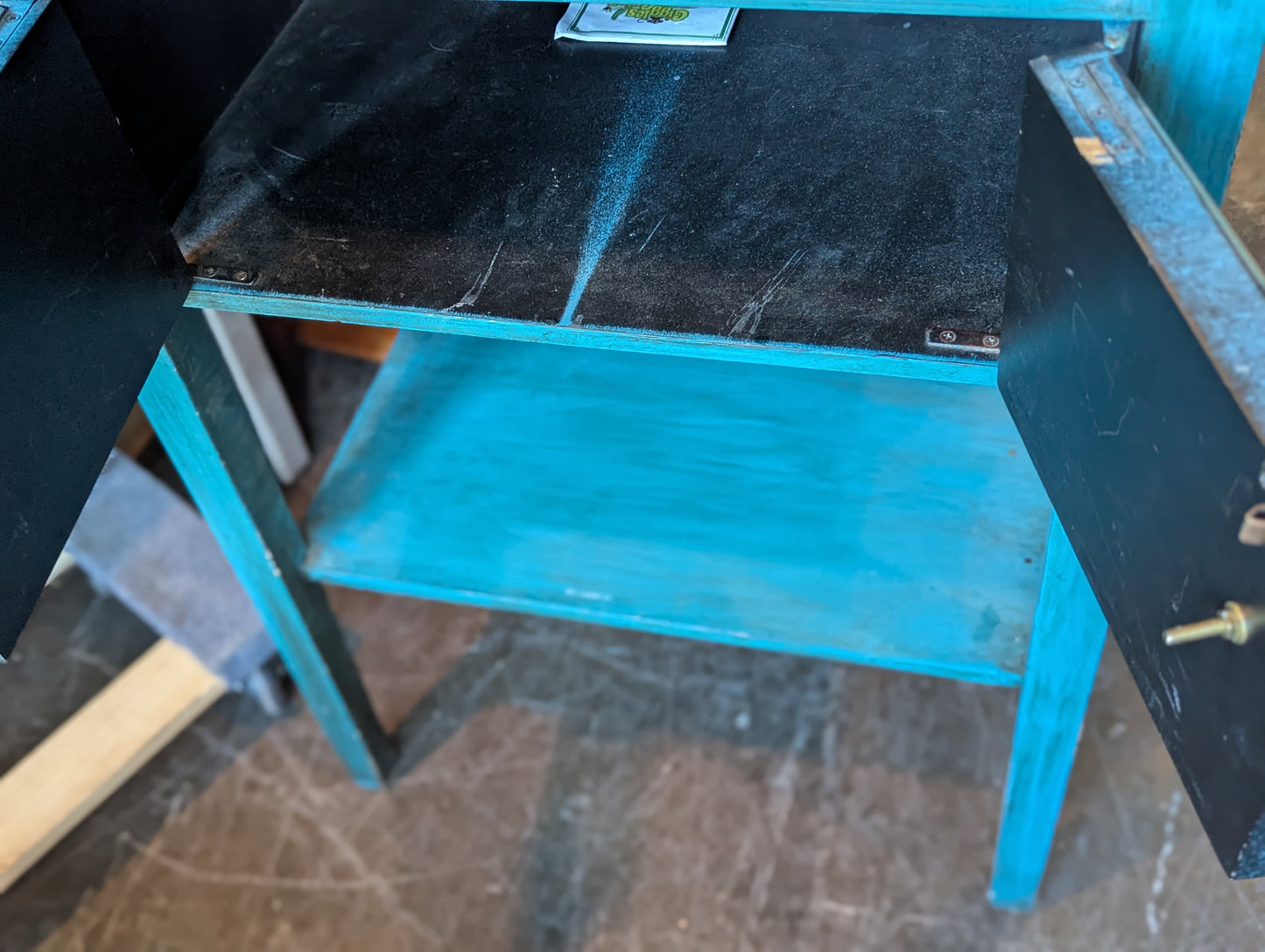Turquoise Entry Table with Glass Knobs