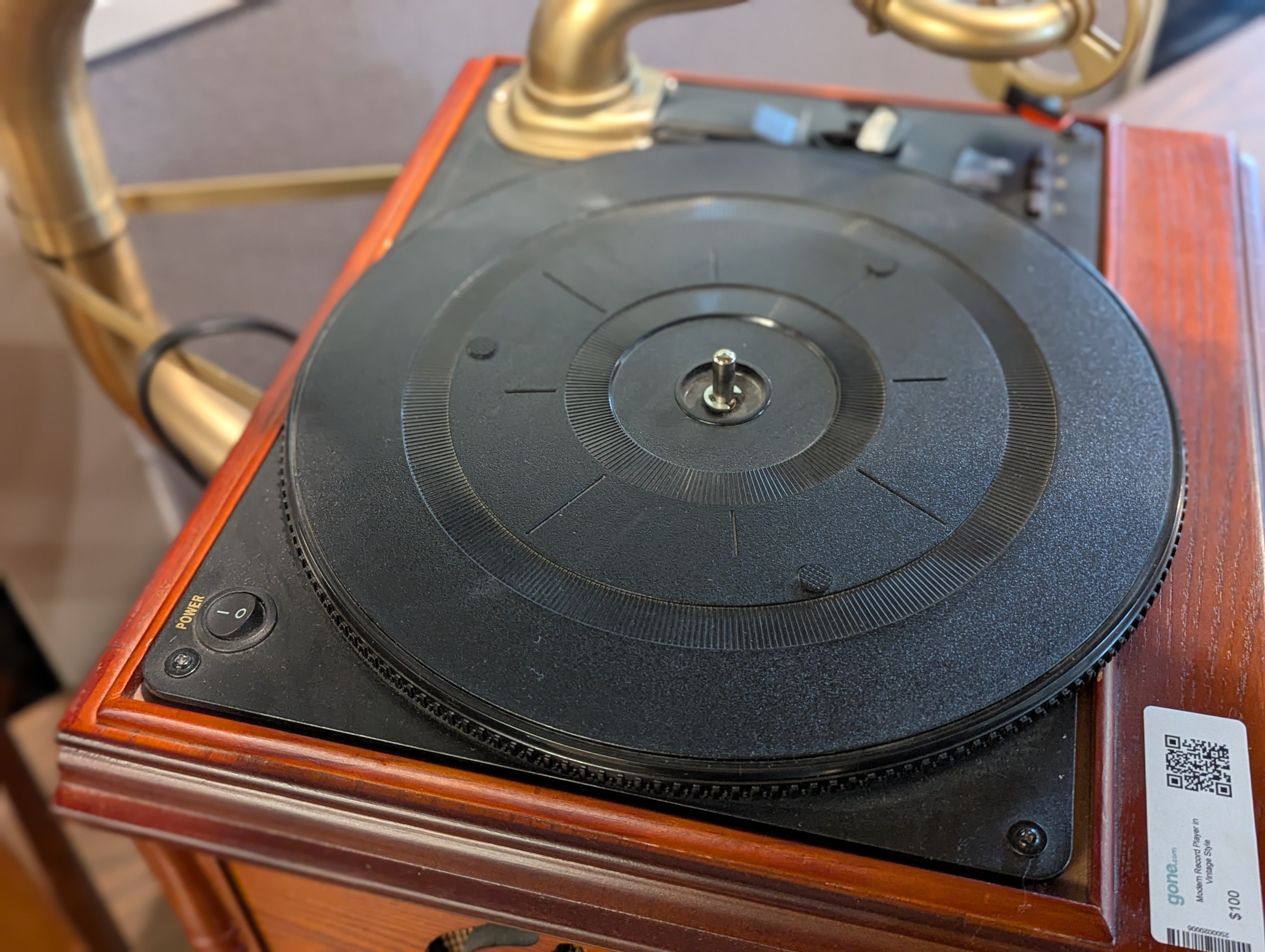 Modern Record Player in Vintage Victrola Style