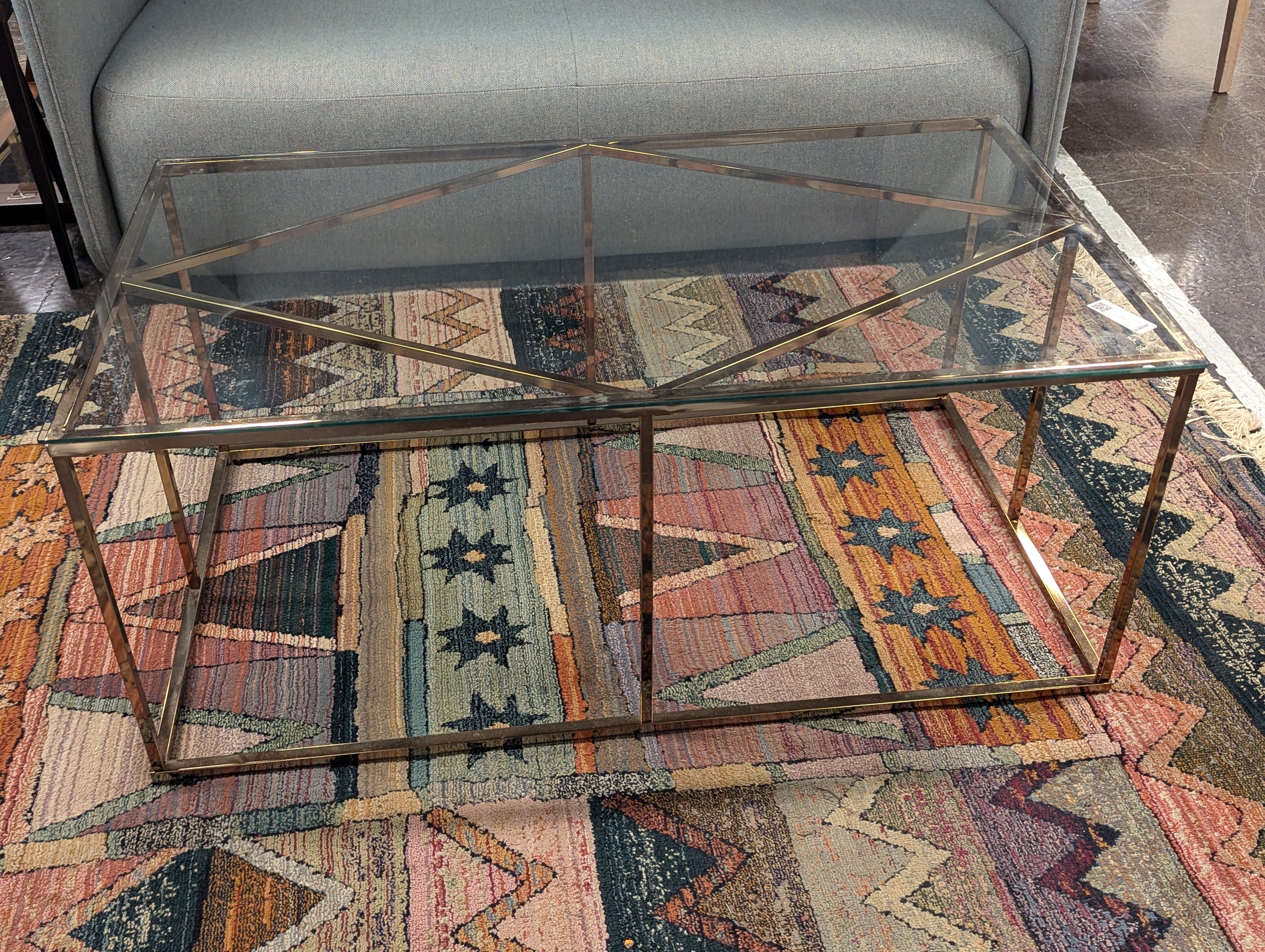 Glass Coffee Table with Gold Base