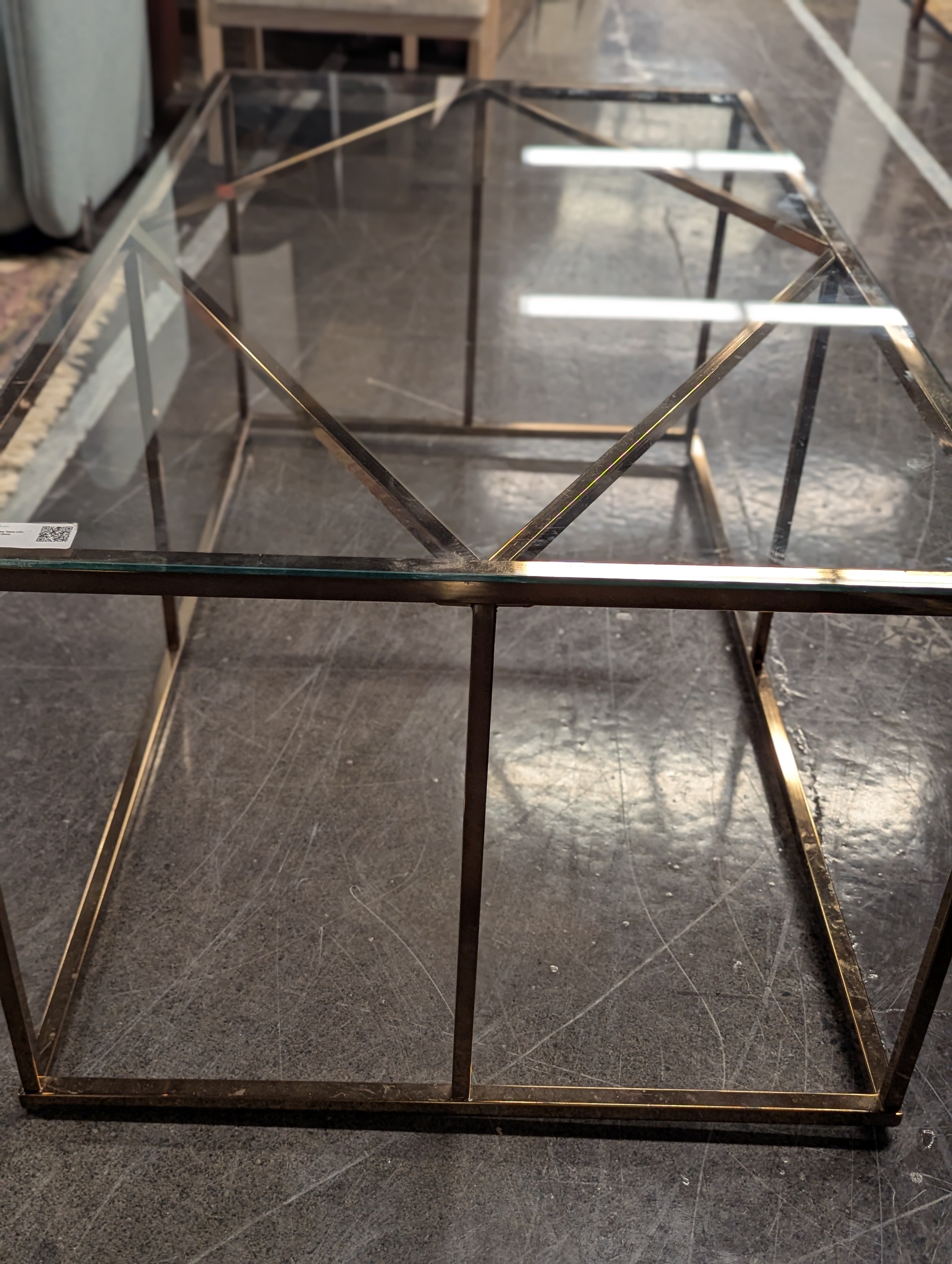 Glass Coffee Table with Gold Base