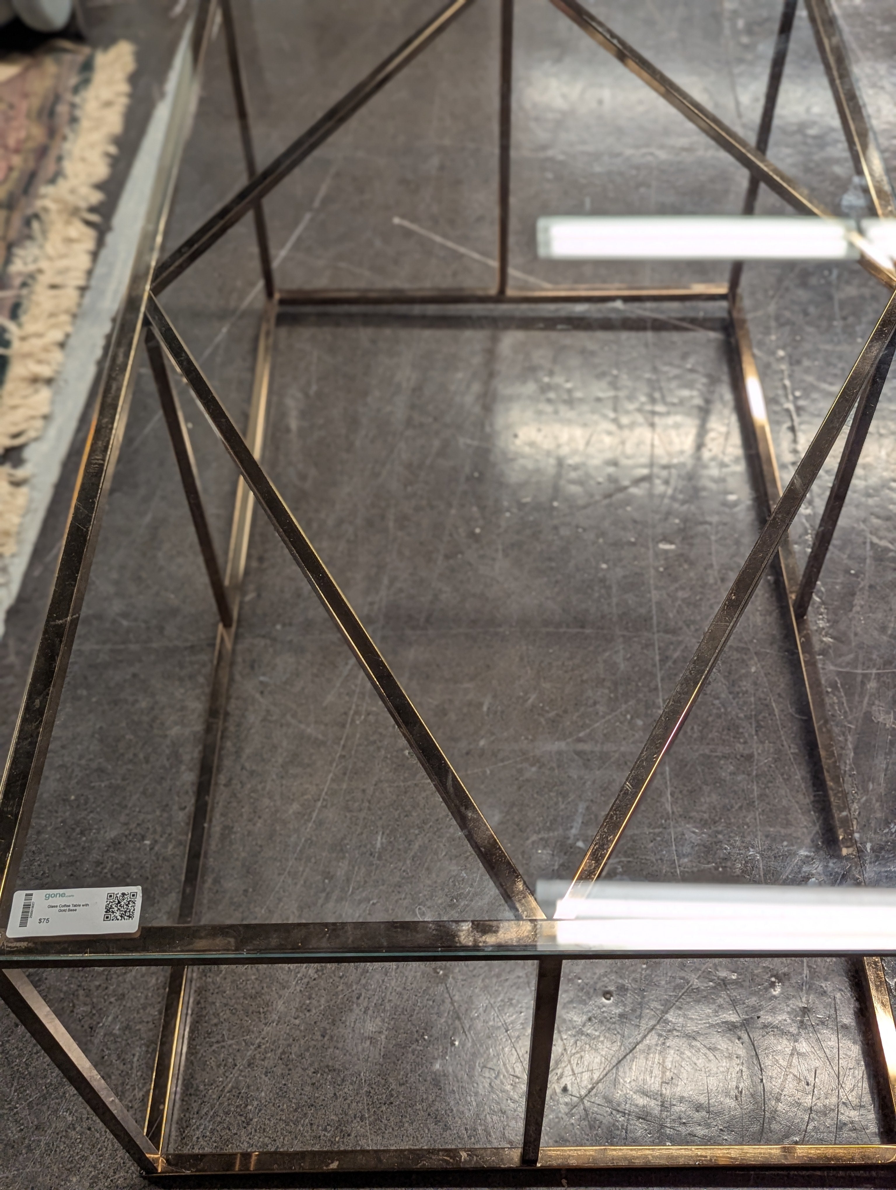 Glass Coffee Table with Gold Base