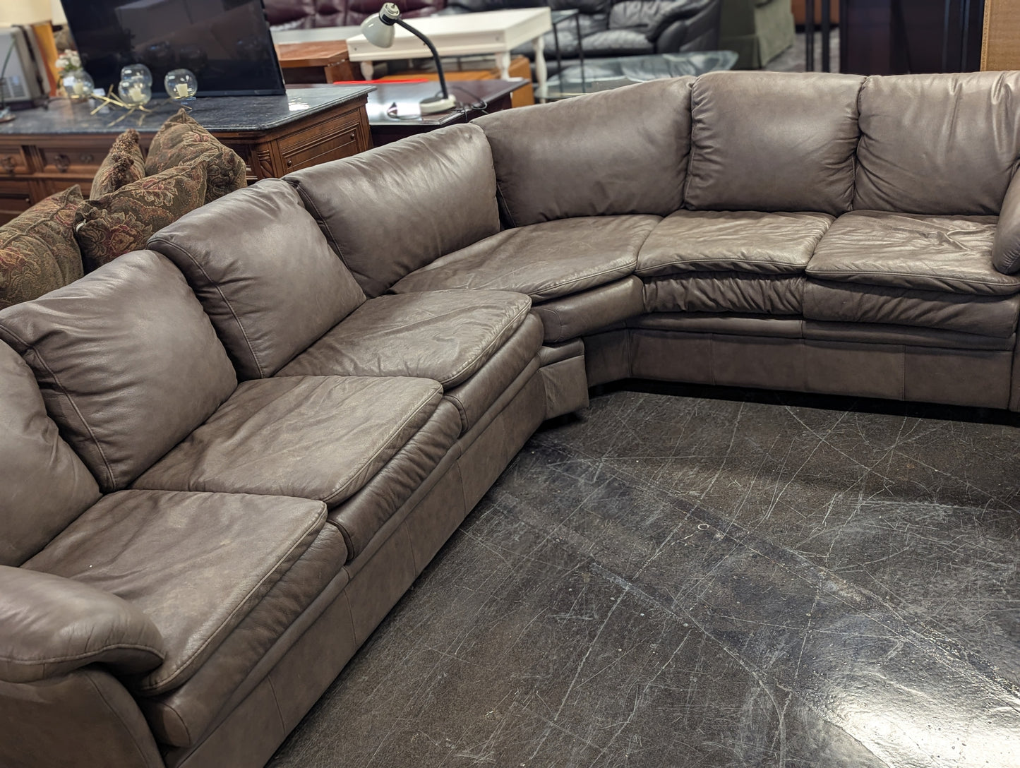 Gray Sectional Leather Couch