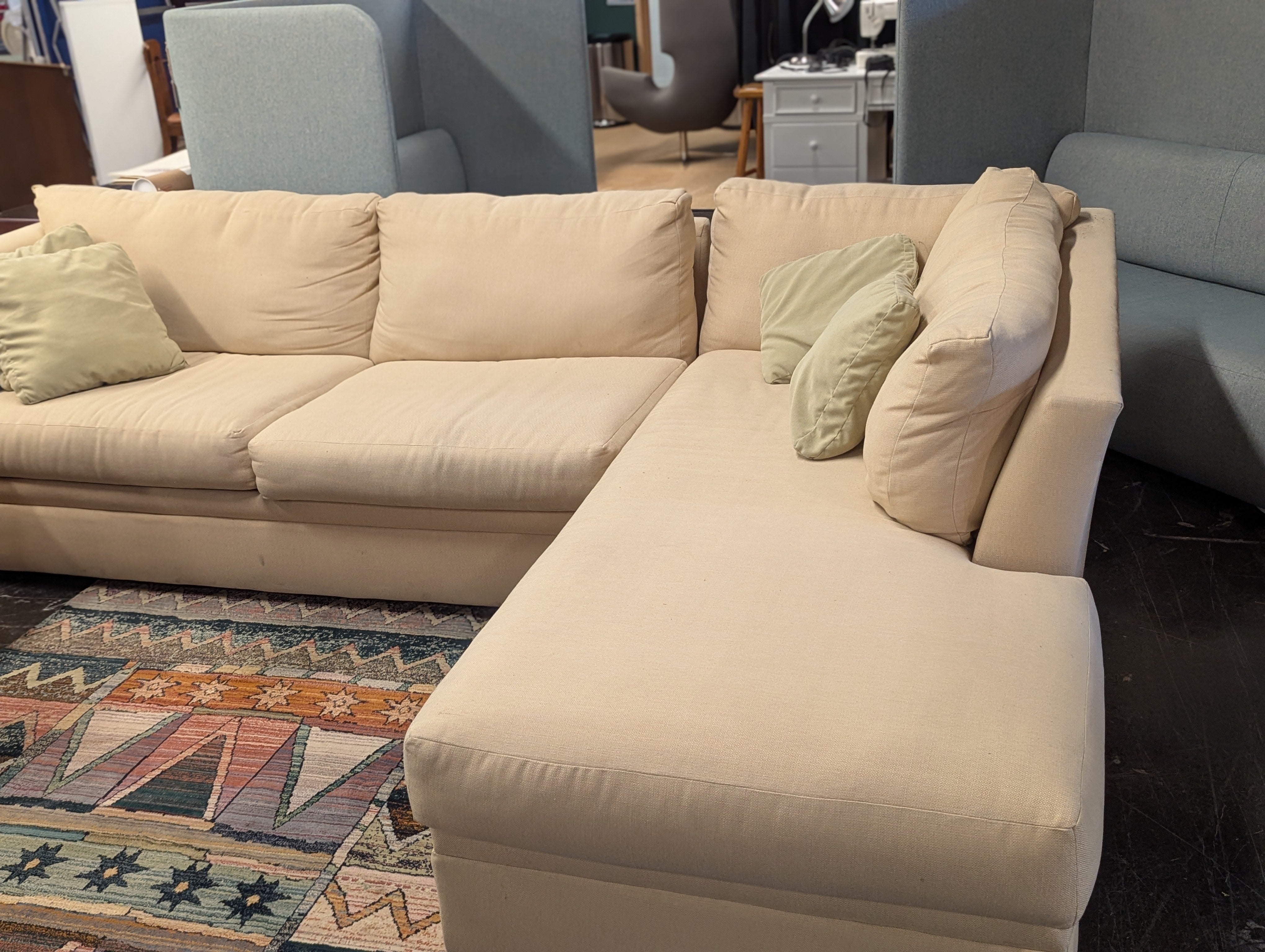 Beige L Shaped Sectional