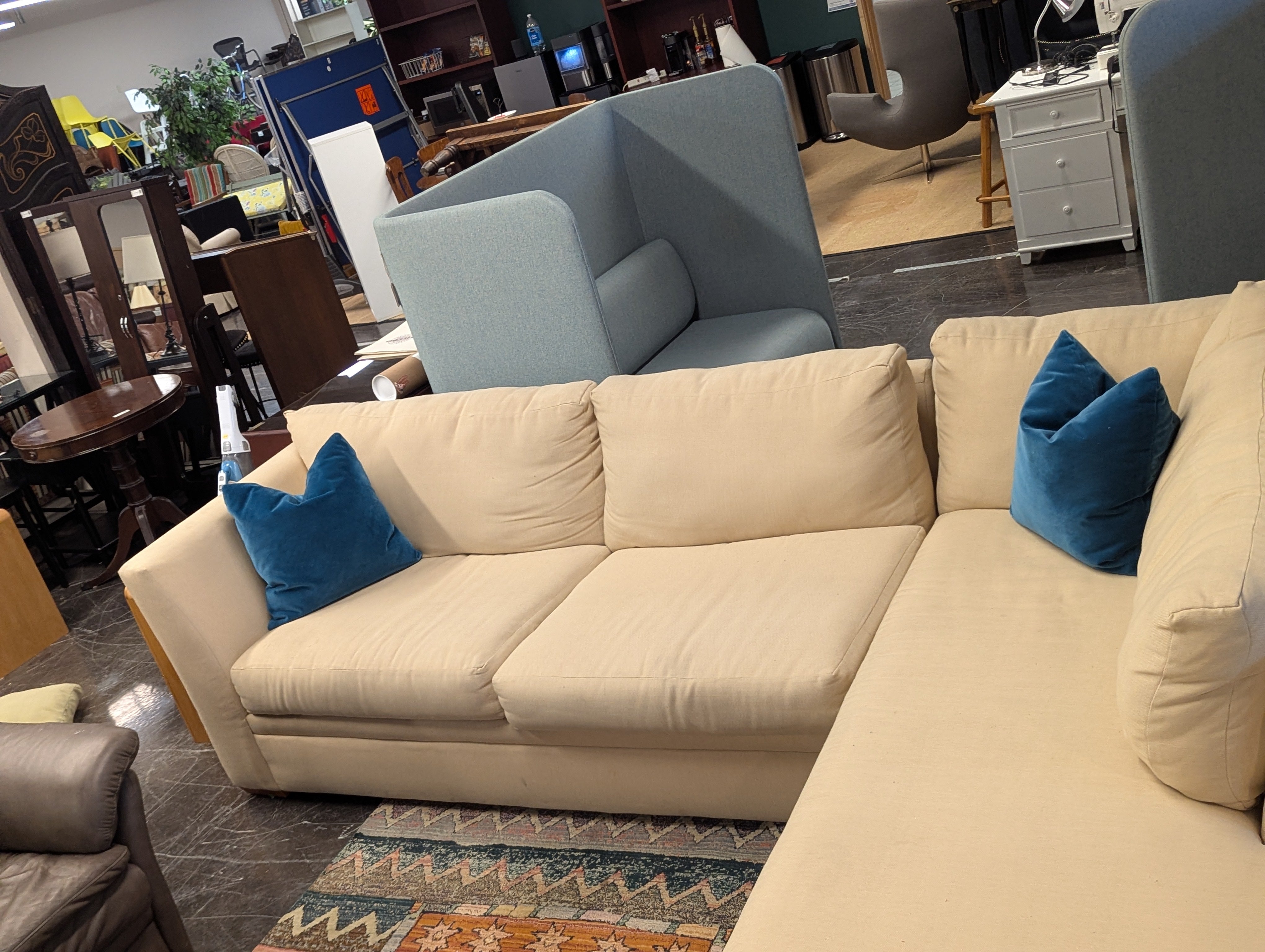 Beige L Shaped Sectional