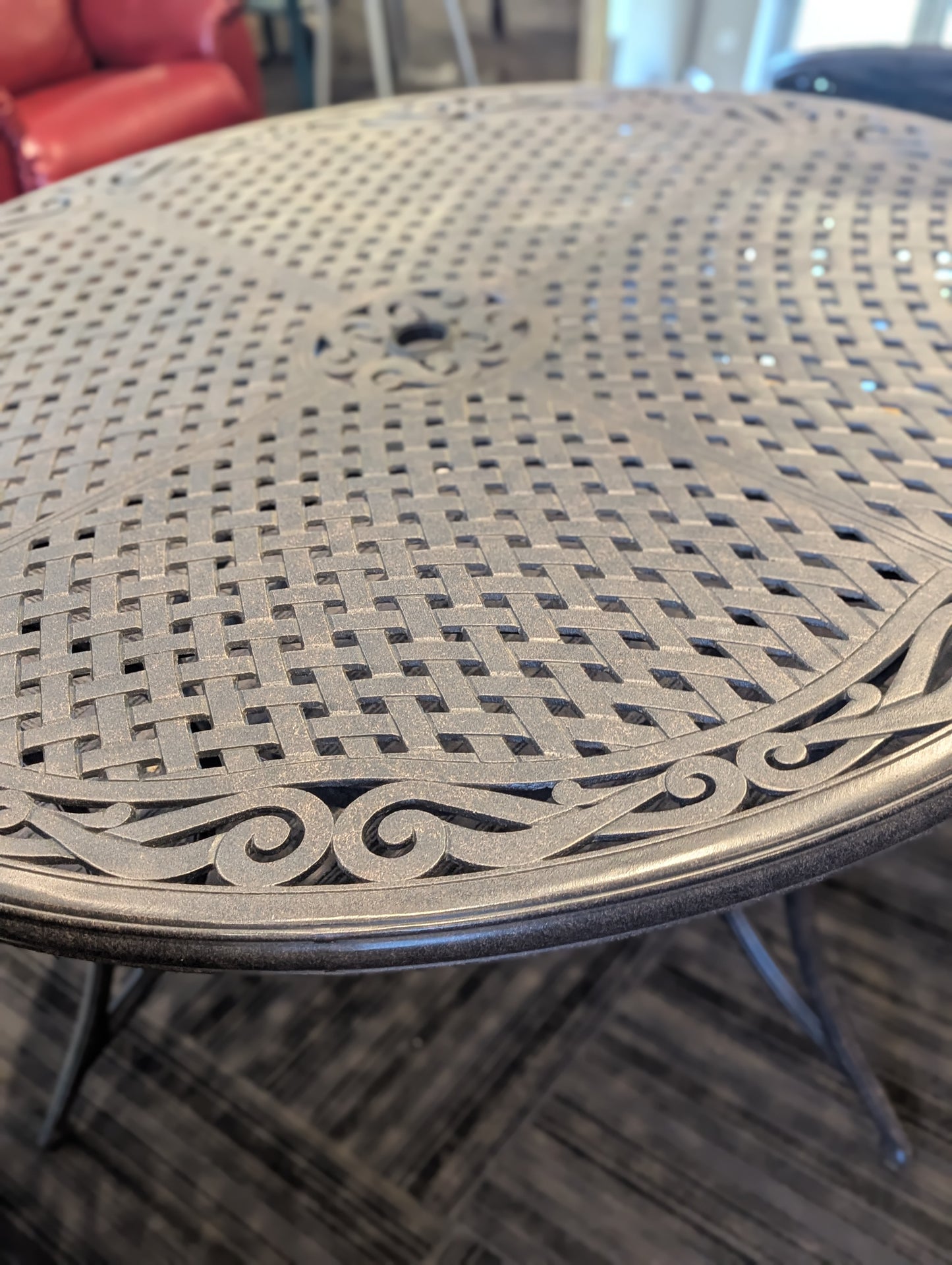 Large Metal Table and 5 Chairs Patio Set