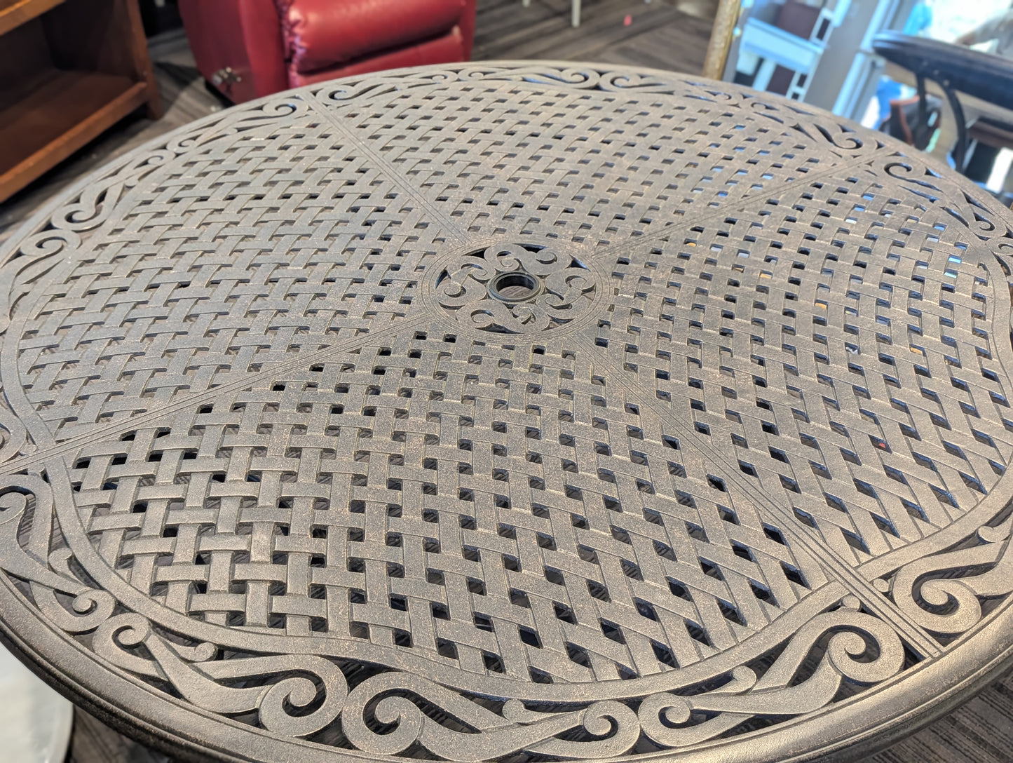 Large Metal Table and 5 Chairs Patio Set