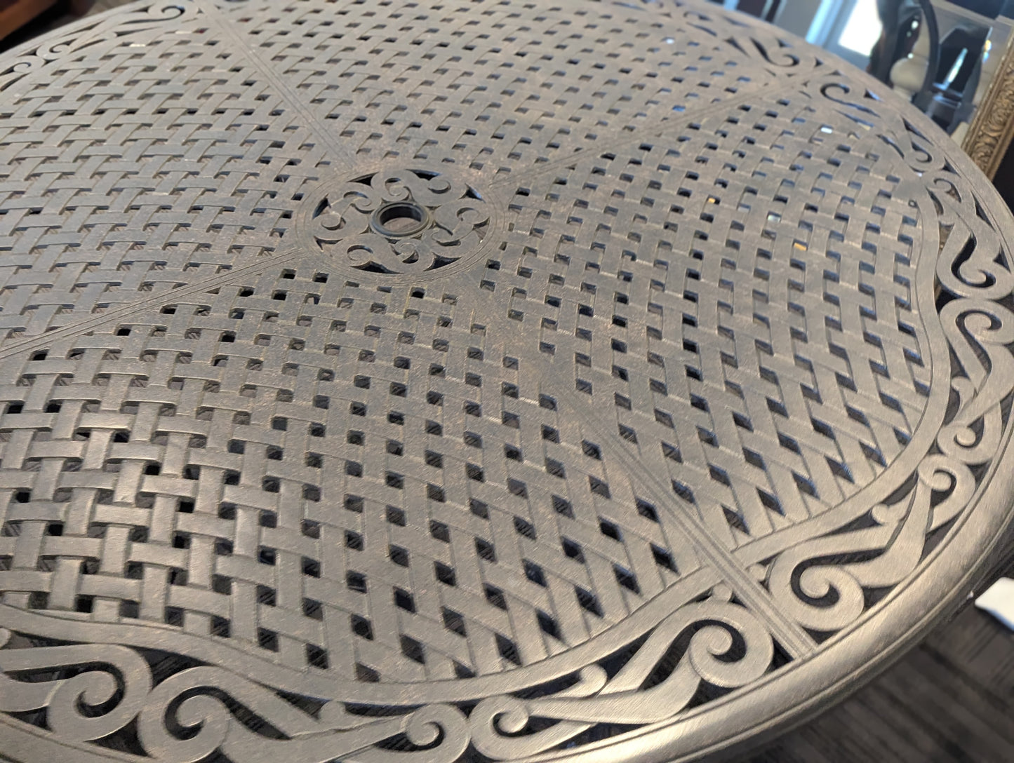Large Metal Table and 5 Chairs Patio Set