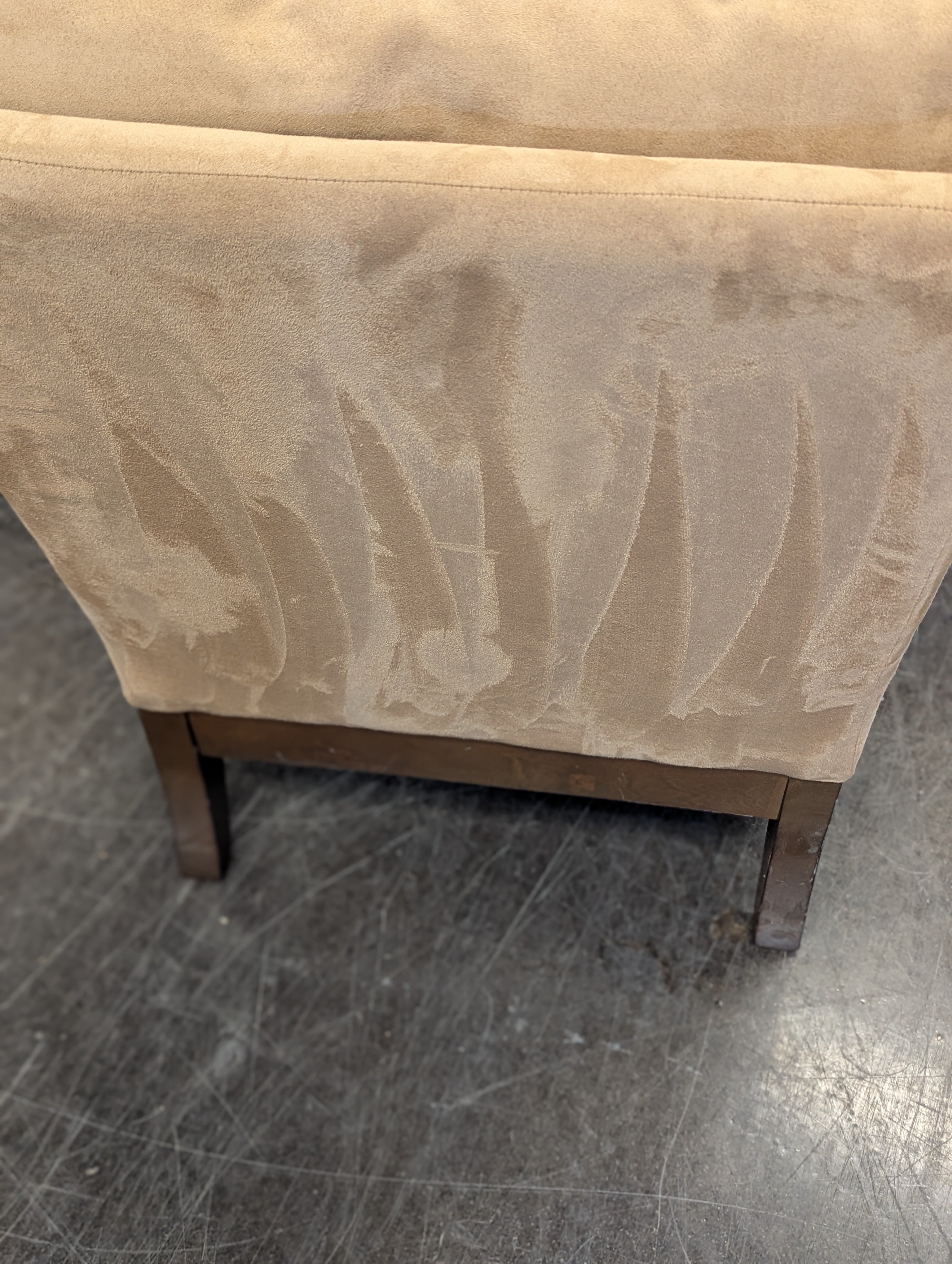 Beige and Wood Microfiber Accent Chair