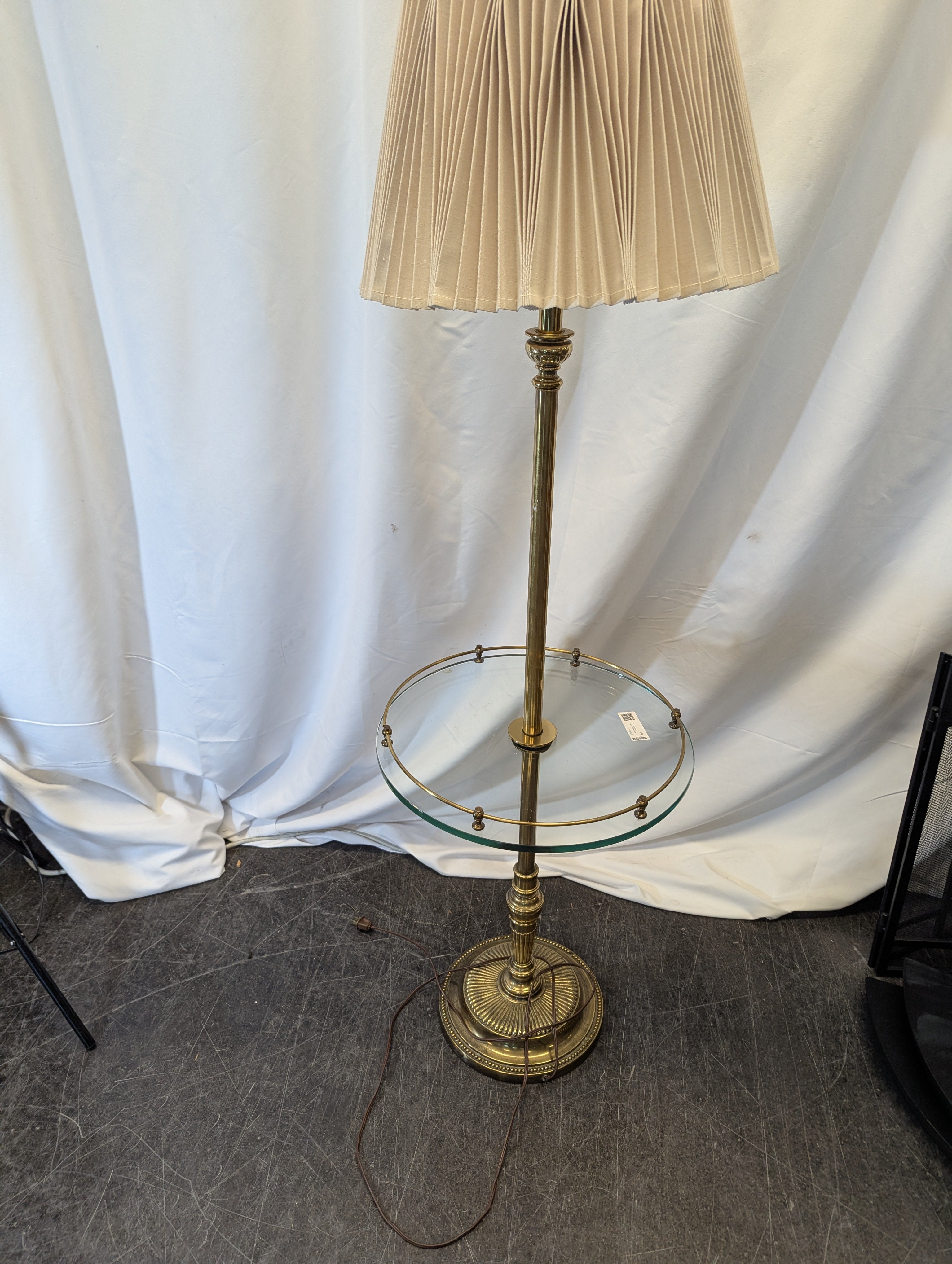 Brass Floor Lamp With Glass Shelf