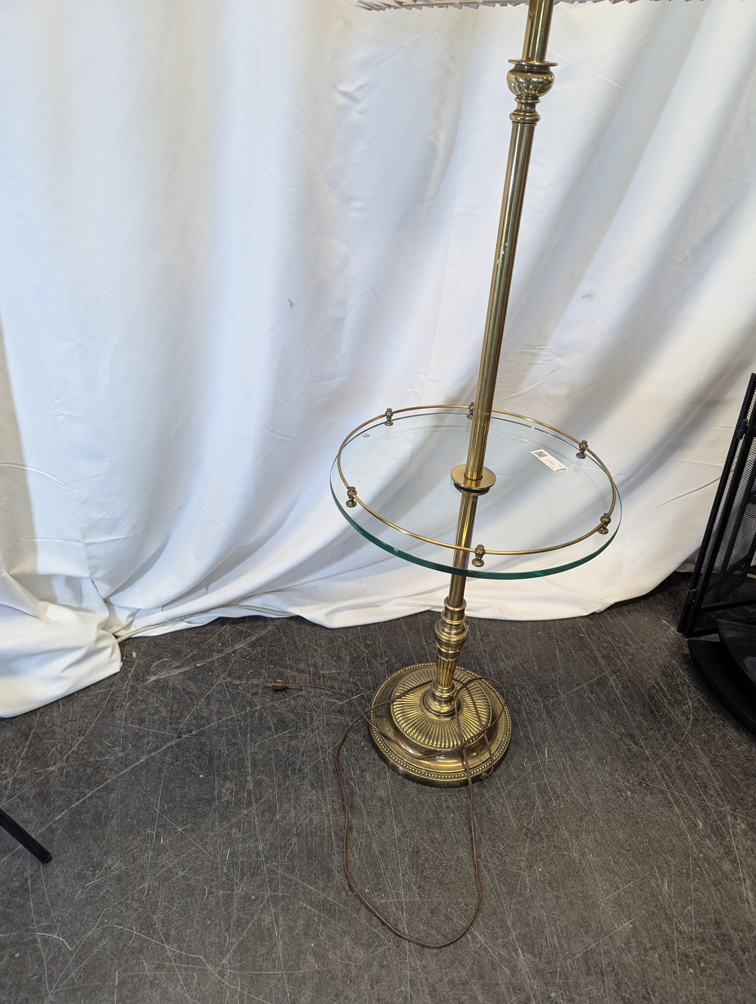 Brass Floor Lamp With Glass Shelf