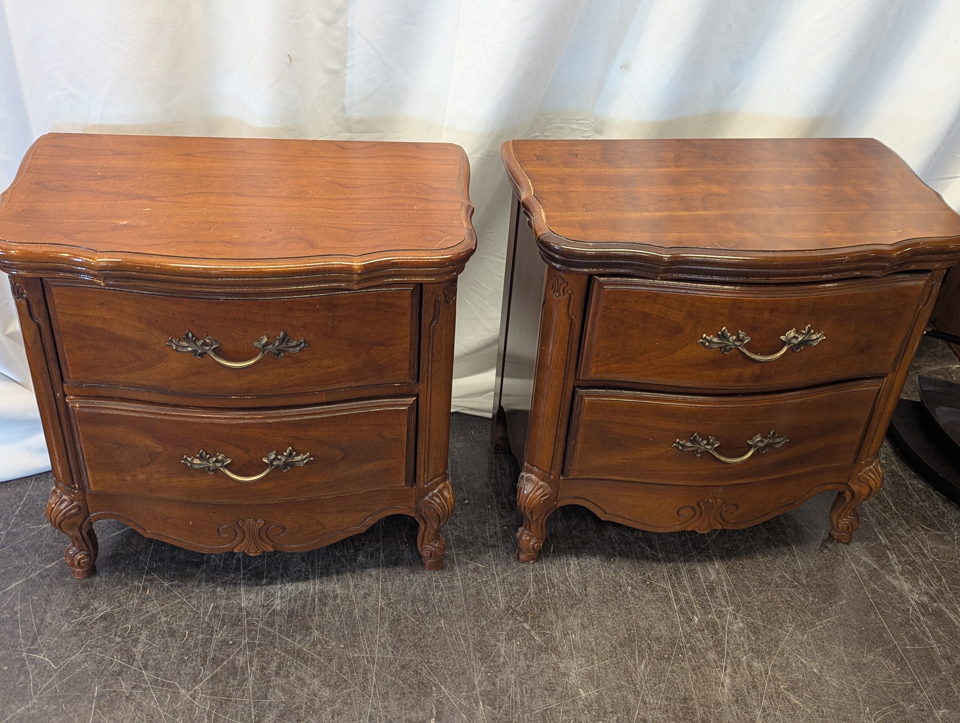 2 Drawer Nightstand With Brass Pulls (Set of 2)
