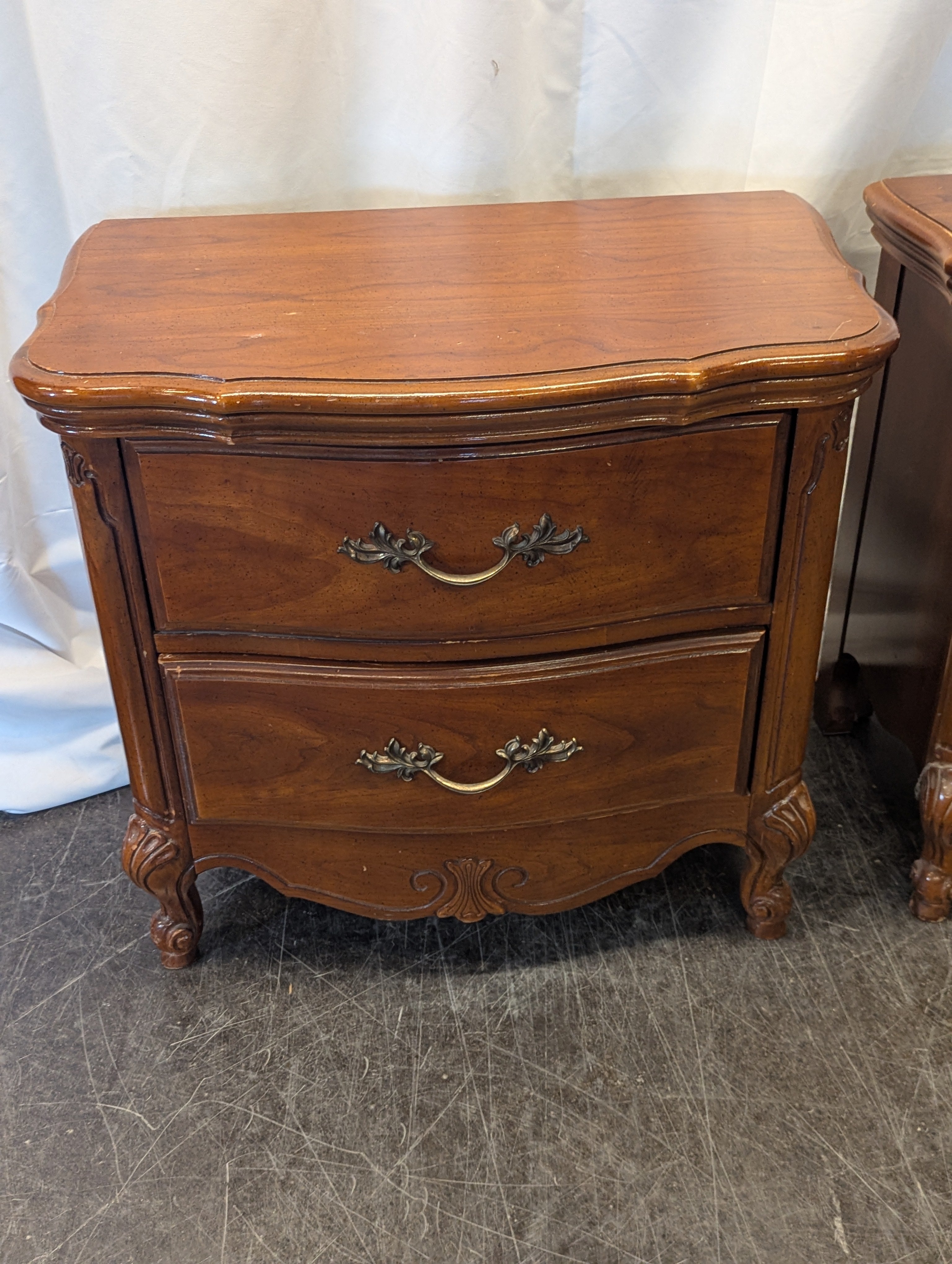 2 Drawer Nightstand With Brass Pulls (Set of 2)