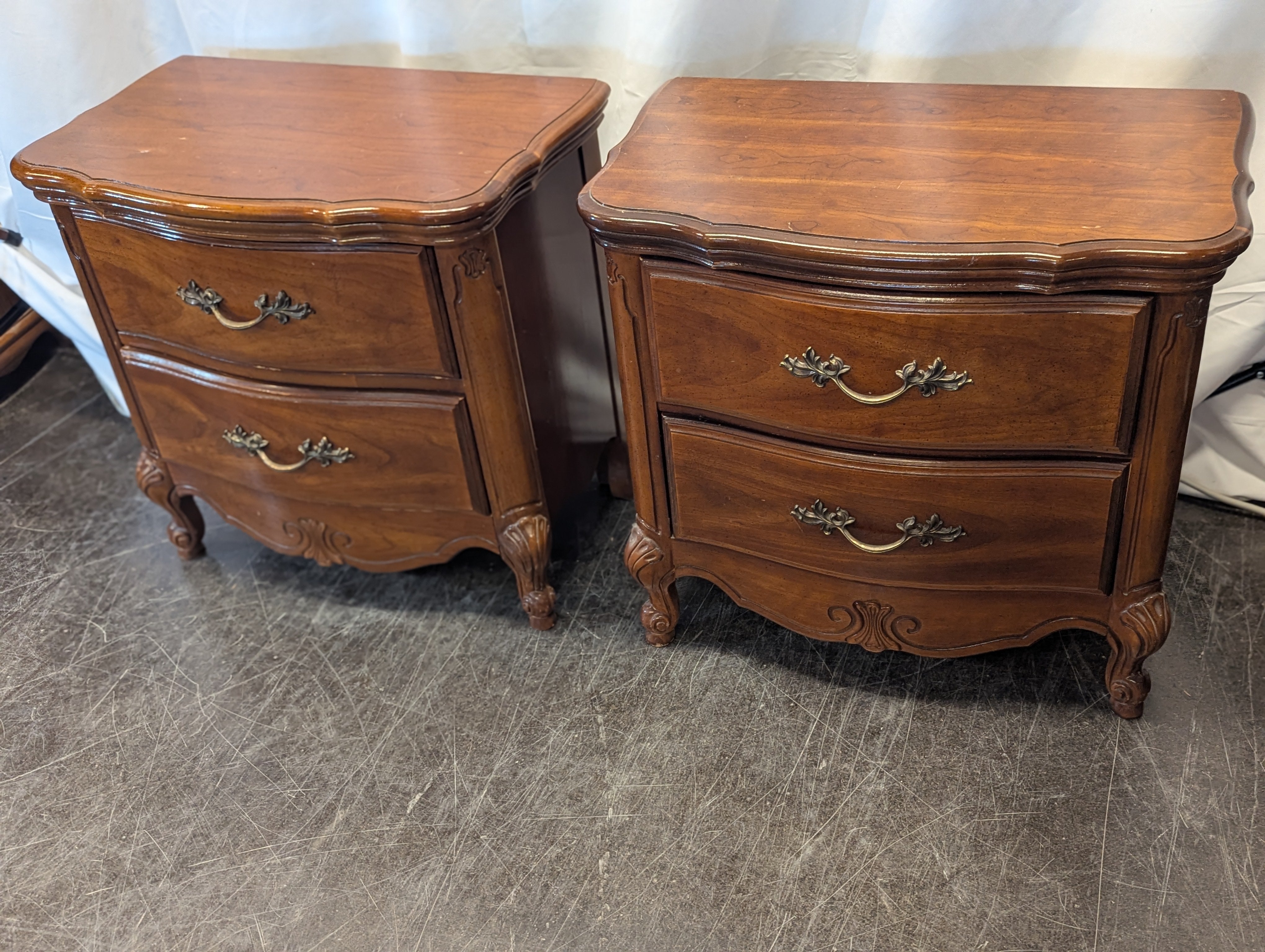 2 Drawer Nightstand With Brass Pulls (Set of 2)