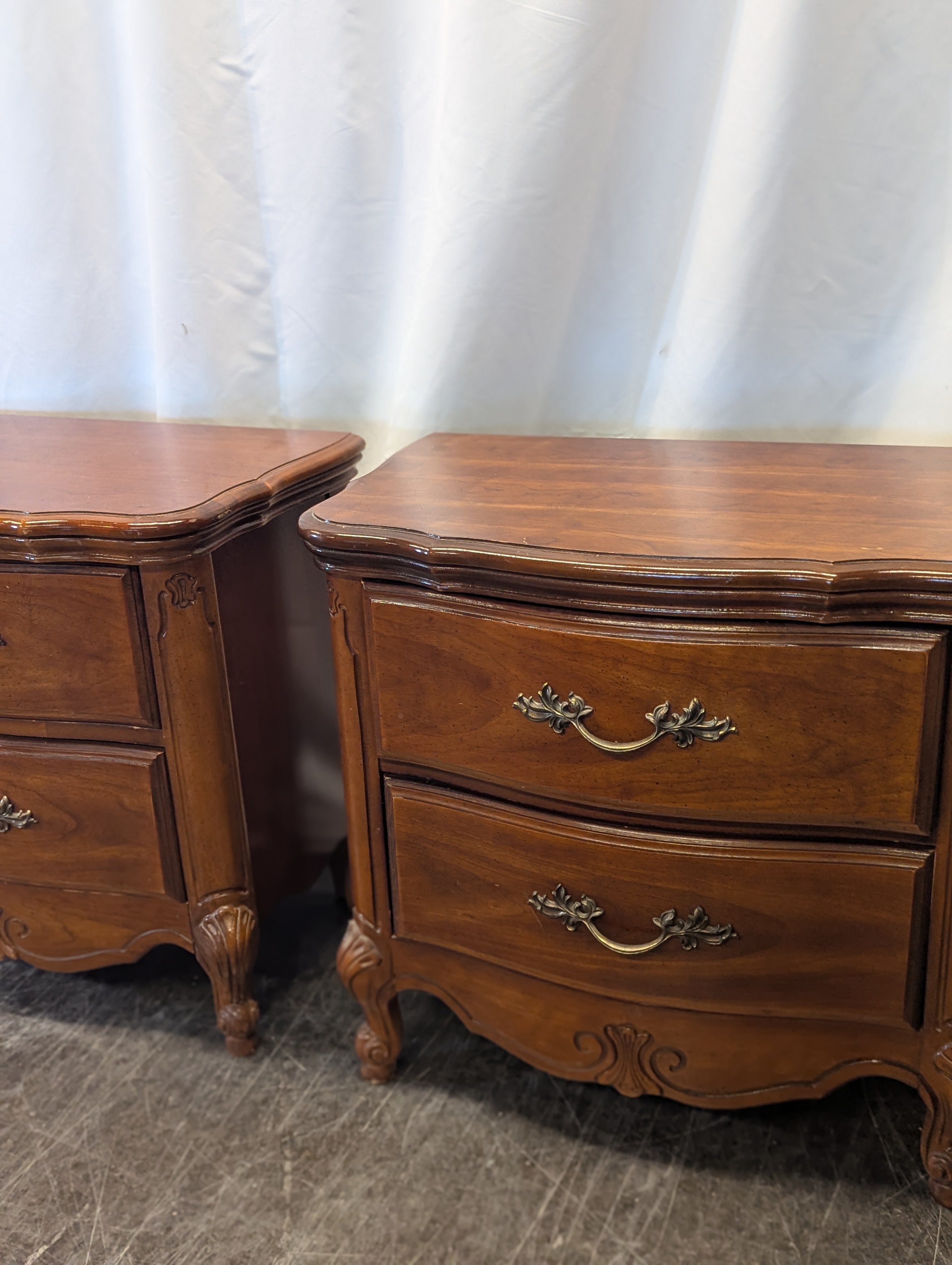 2 Drawer Nightstand With Brass Pulls (Set of 2)