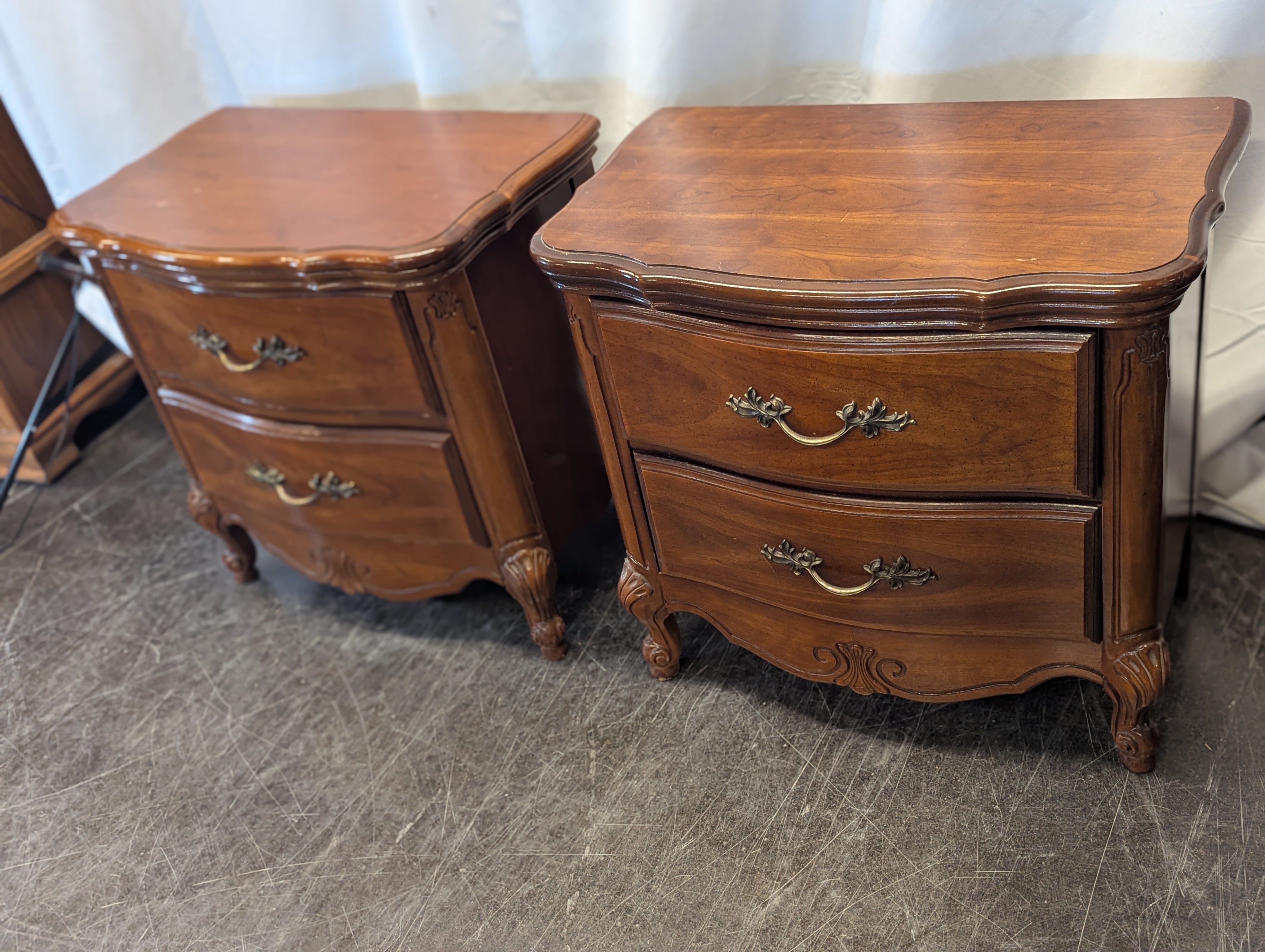 2 Drawer Nightstand With Brass Pulls (Set of 2)
