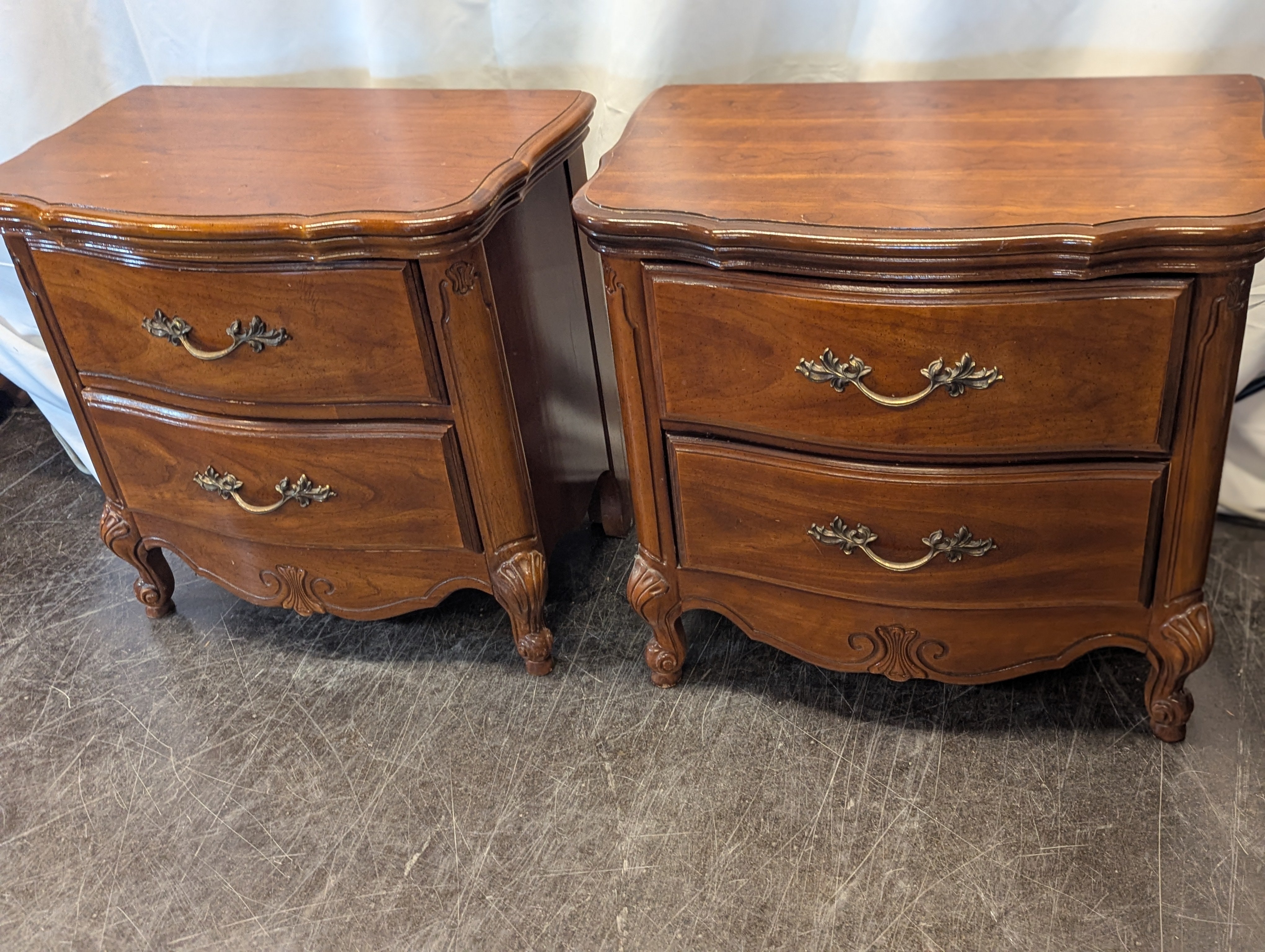 2 Drawer Nightstand With Brass Pulls (Set of 2)