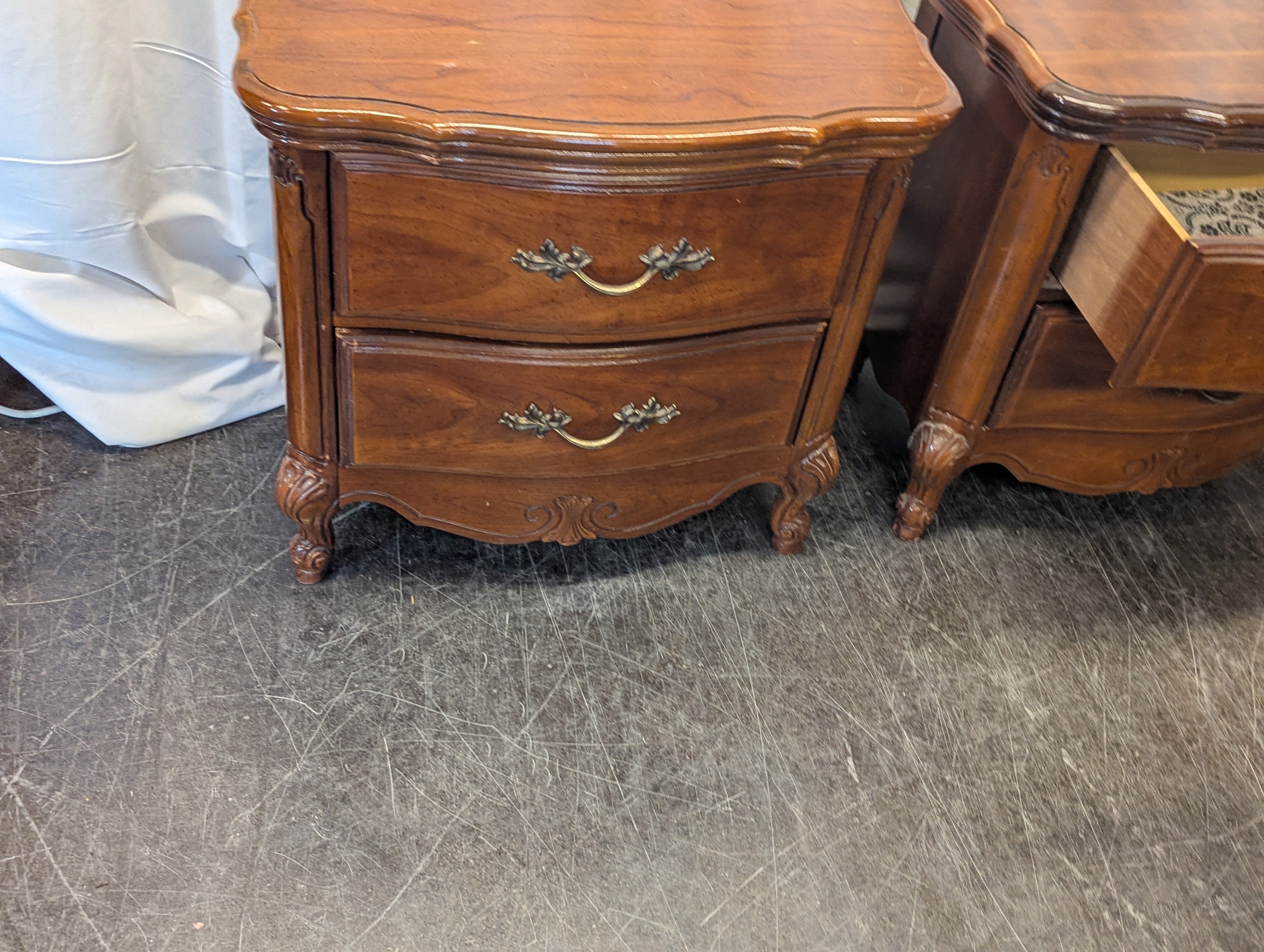 2 Drawer Nightstand With Brass Pulls (Set of 2)