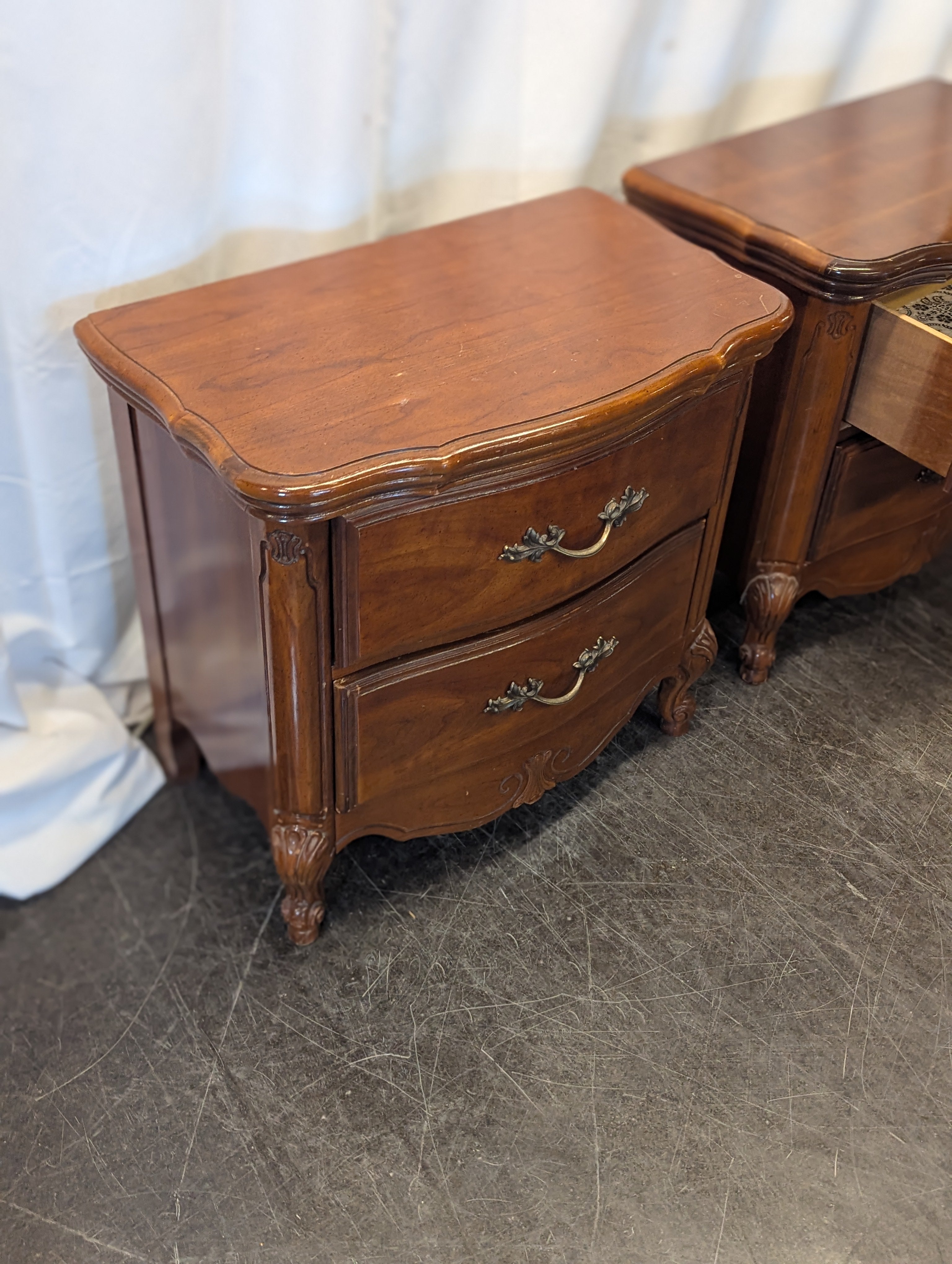 2 Drawer Nightstand With Brass Pulls (Set of 2)