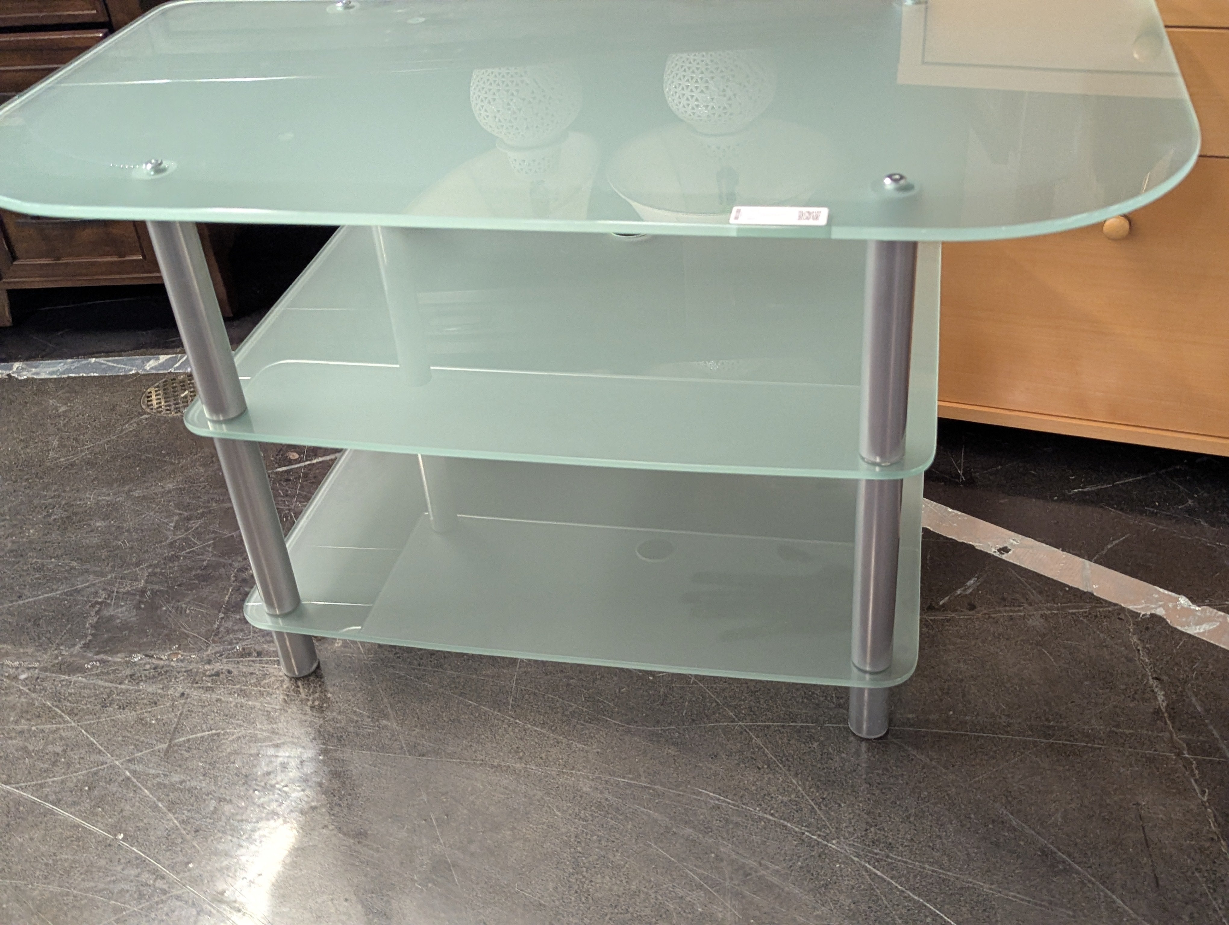 3 Tier Frosted Glass Accent Table