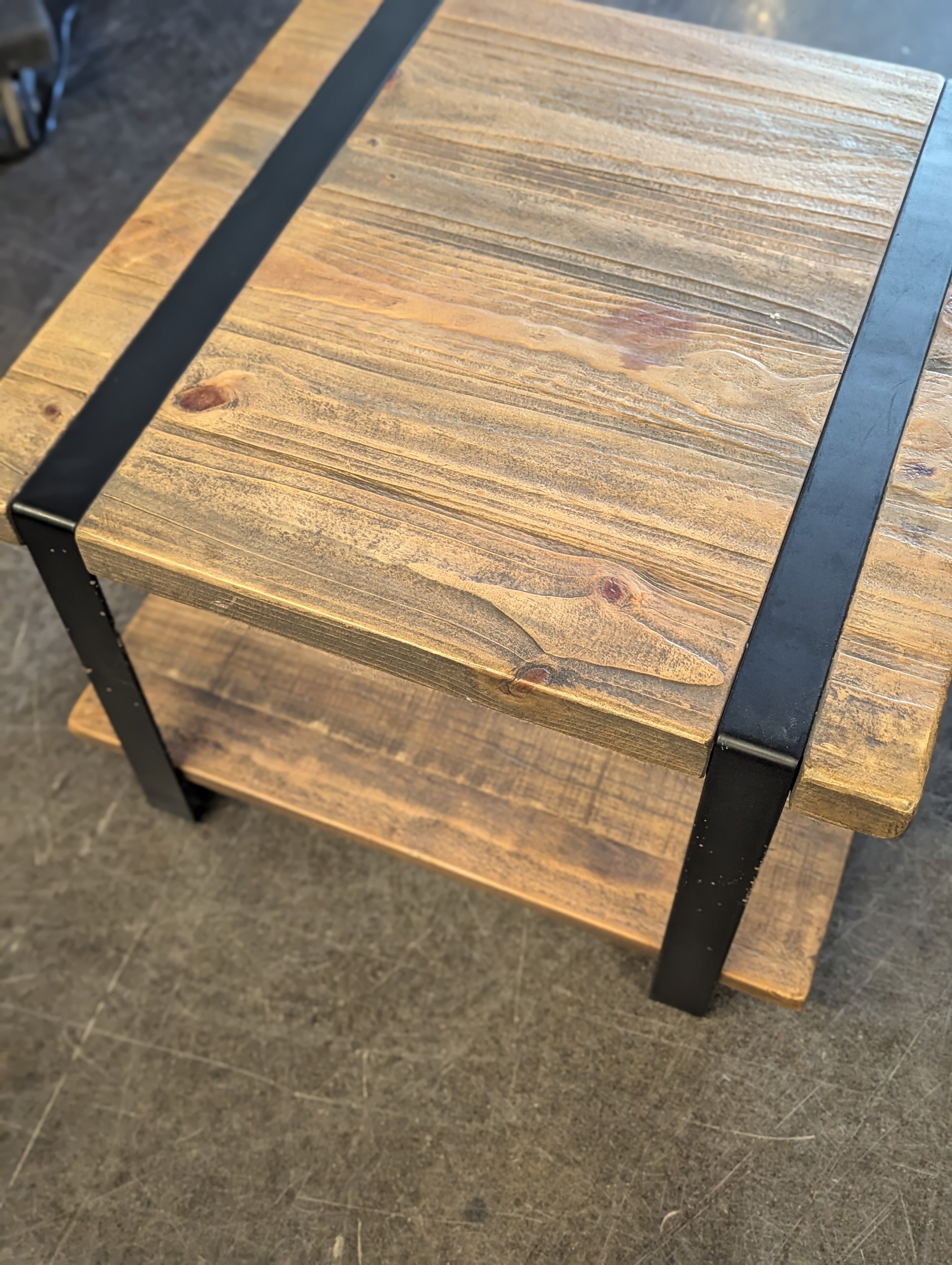 Wood And Metal End Table