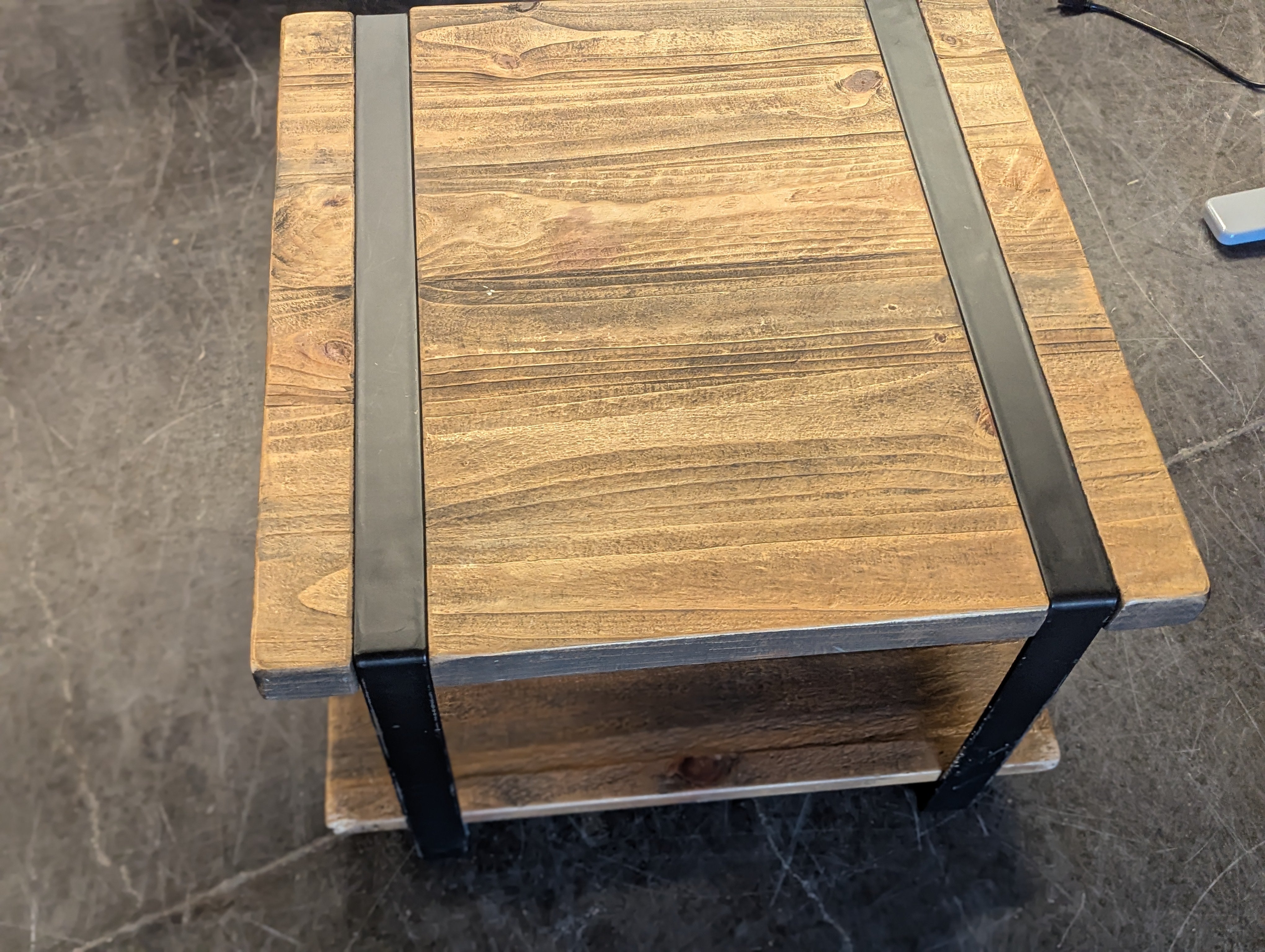 Wood And Metal End Table