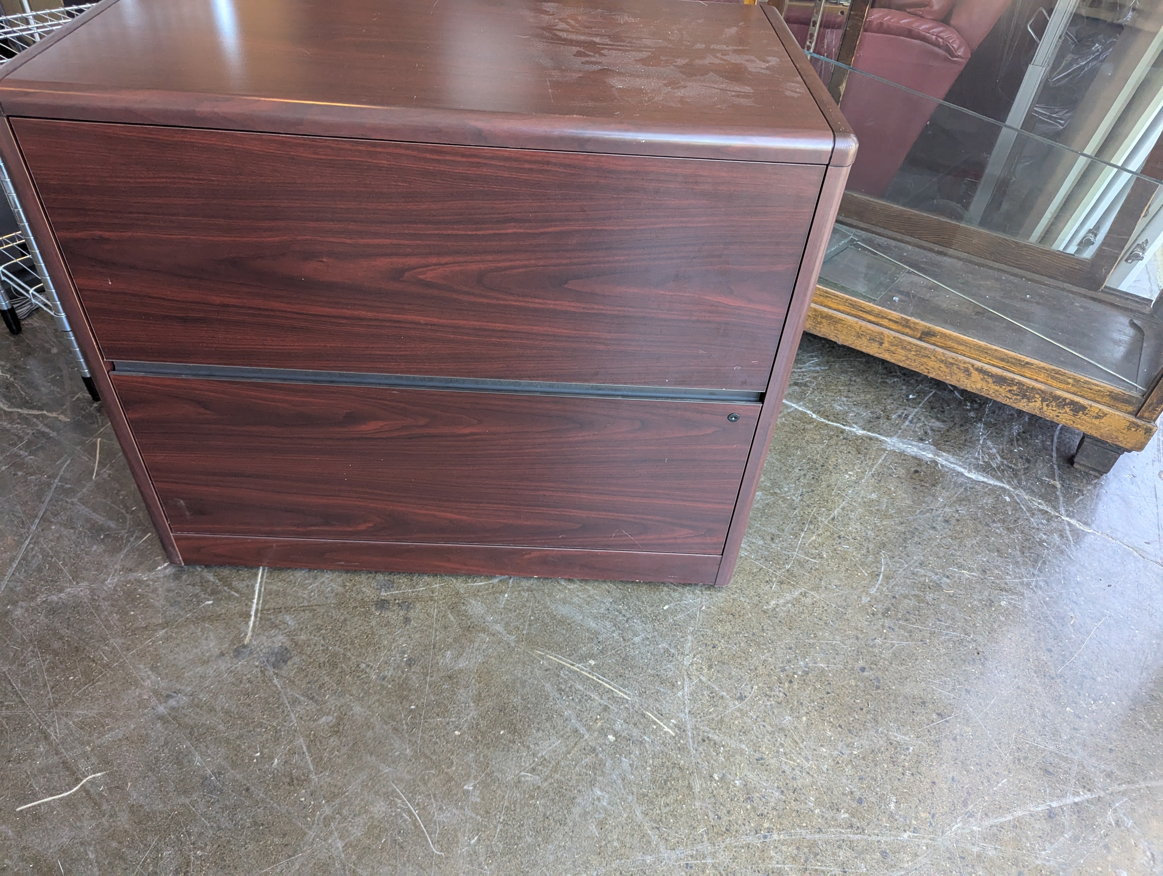 Cherry Wood Two Drawer Filing Cabinet