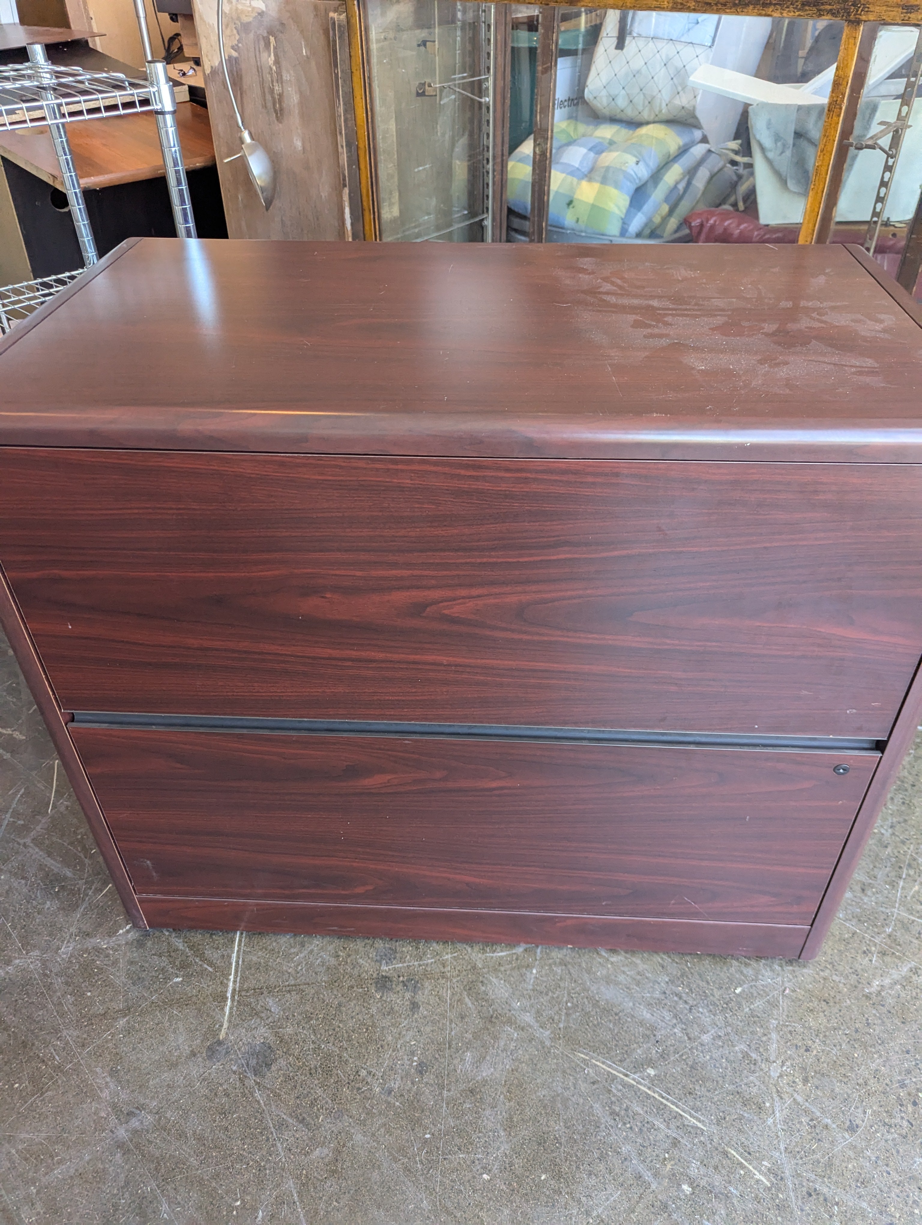 Cherry Wood Two Drawer Filing Cabinet
