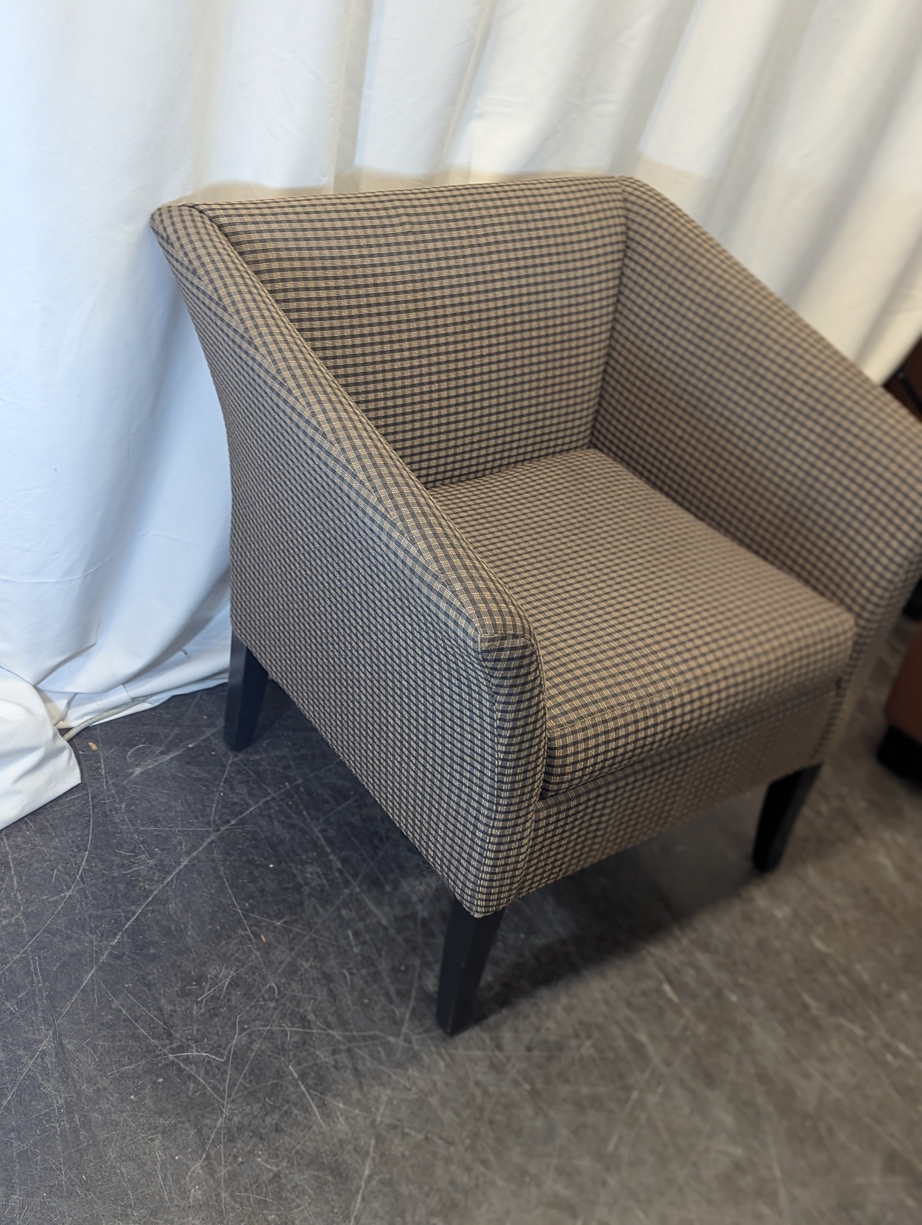 Modern Blue and Tan Plaid Club Chair