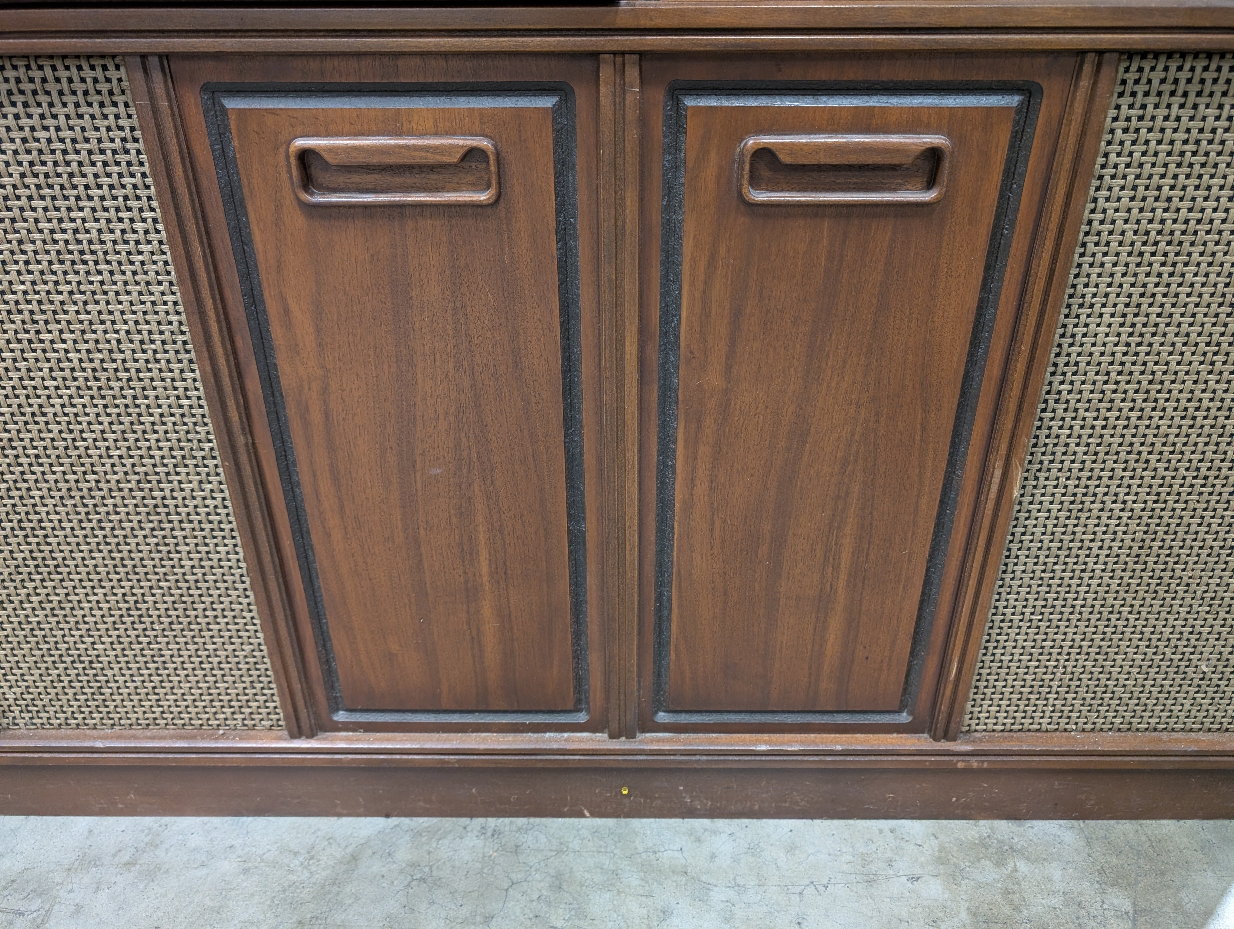 Mid-Century Modern Hardwood Stereo Console