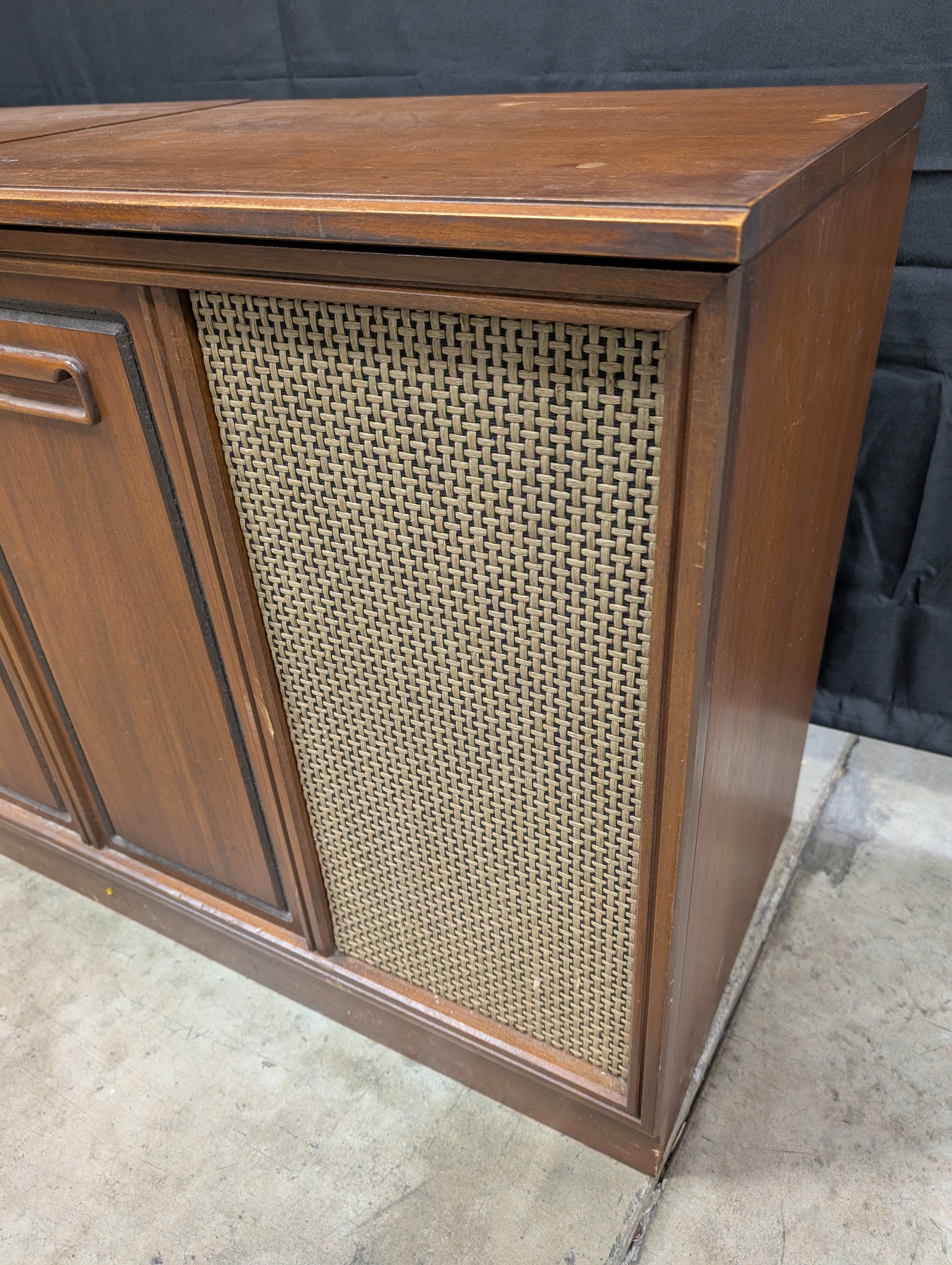 Mid-Century Modern Hardwood Stereo Console