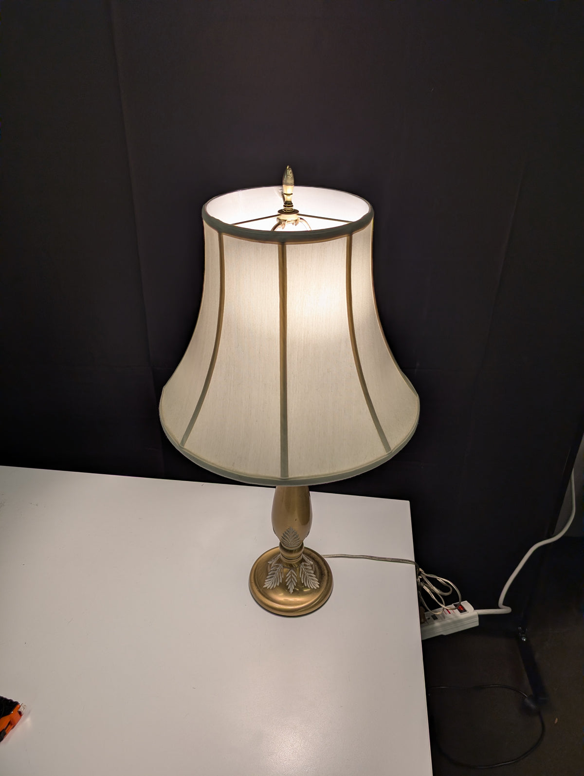 Stiffel Brass Table Lamp with White Bell Shade