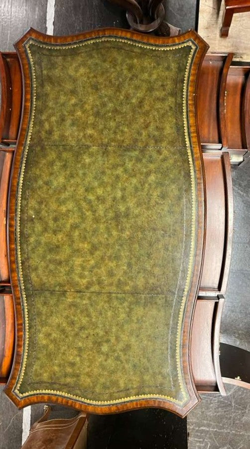 Maitland Smith Green Leather Top Executive Desk - Dual Sided in Great Condition