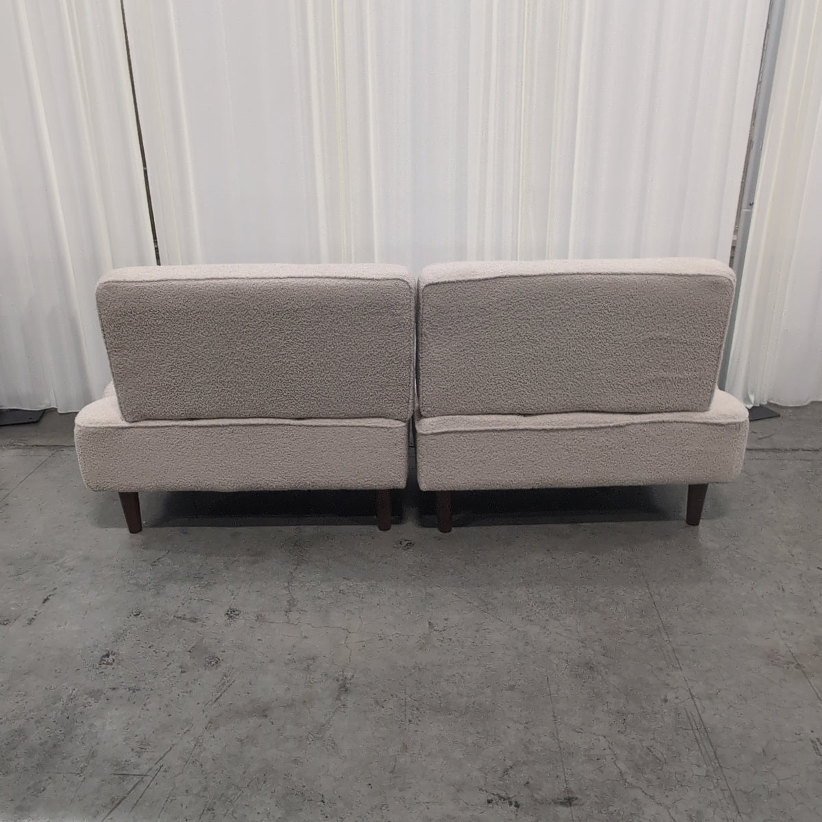 Cream Boucle Tufted Modern Couch